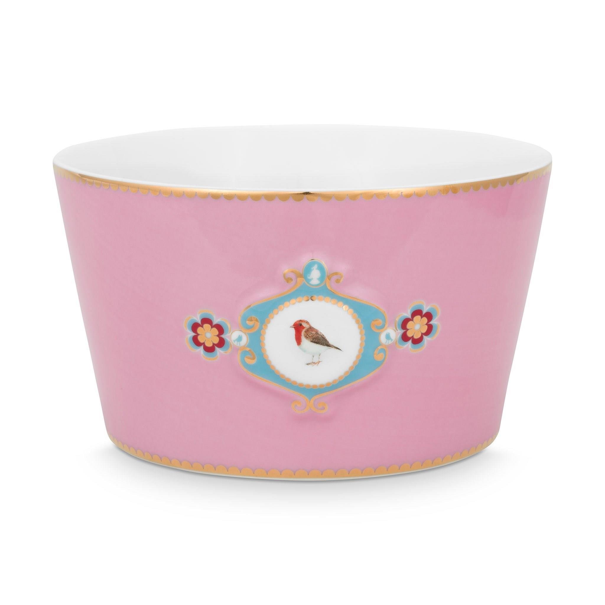 PIP STUDIO LOVE BİRDS PEMBE MADALYON DESENLİ KASE 15 CM