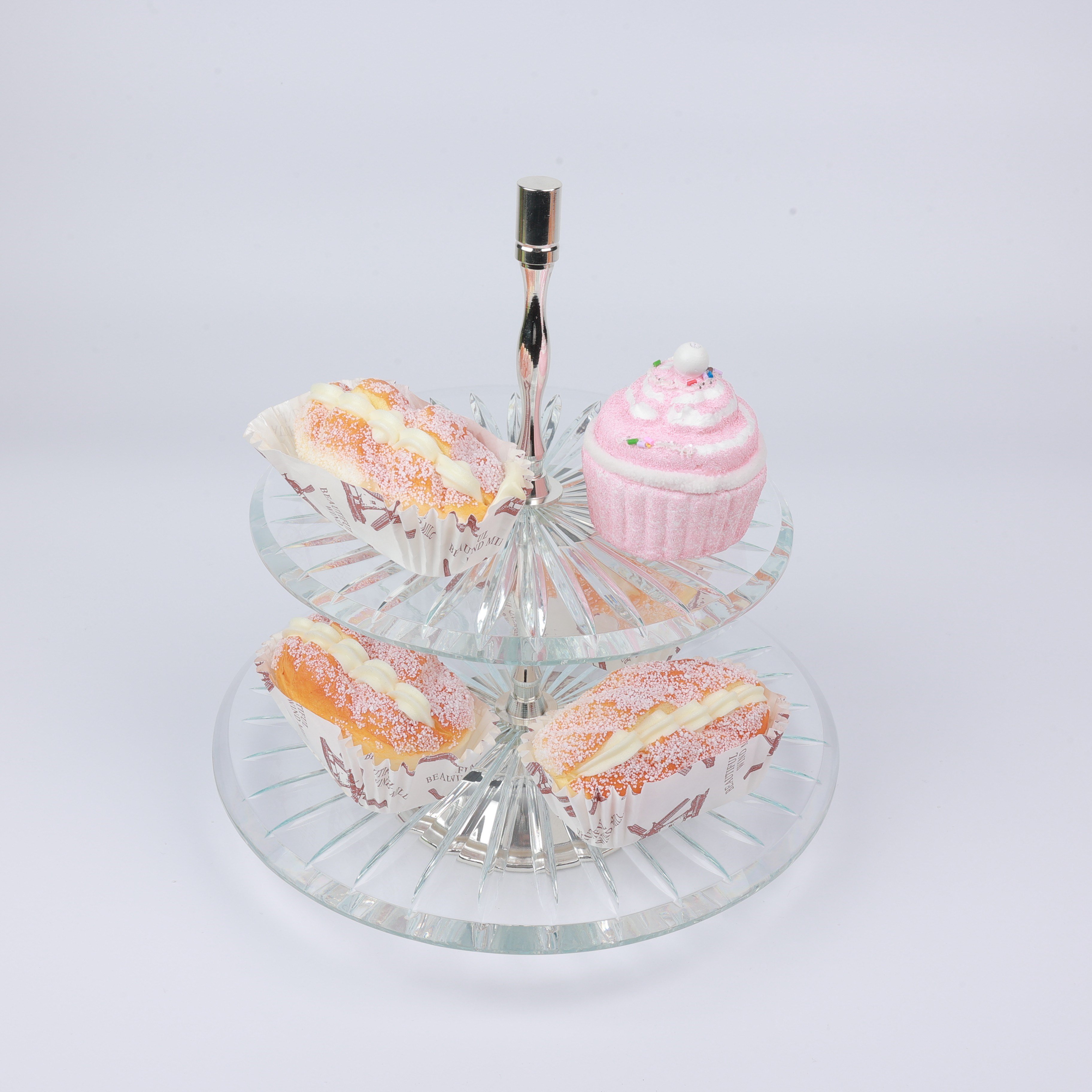 Select Gumus Yuv.2 Katlı Cam Pastalık 20 Cm 25 Cm