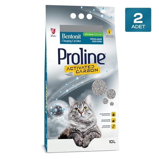 Proline Aktif Karbonlu Topaklanan Kedi Kumu 2 x 10 LT