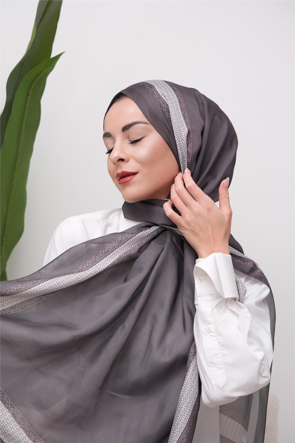 Border Touch Desenli Dijital Soft Şal