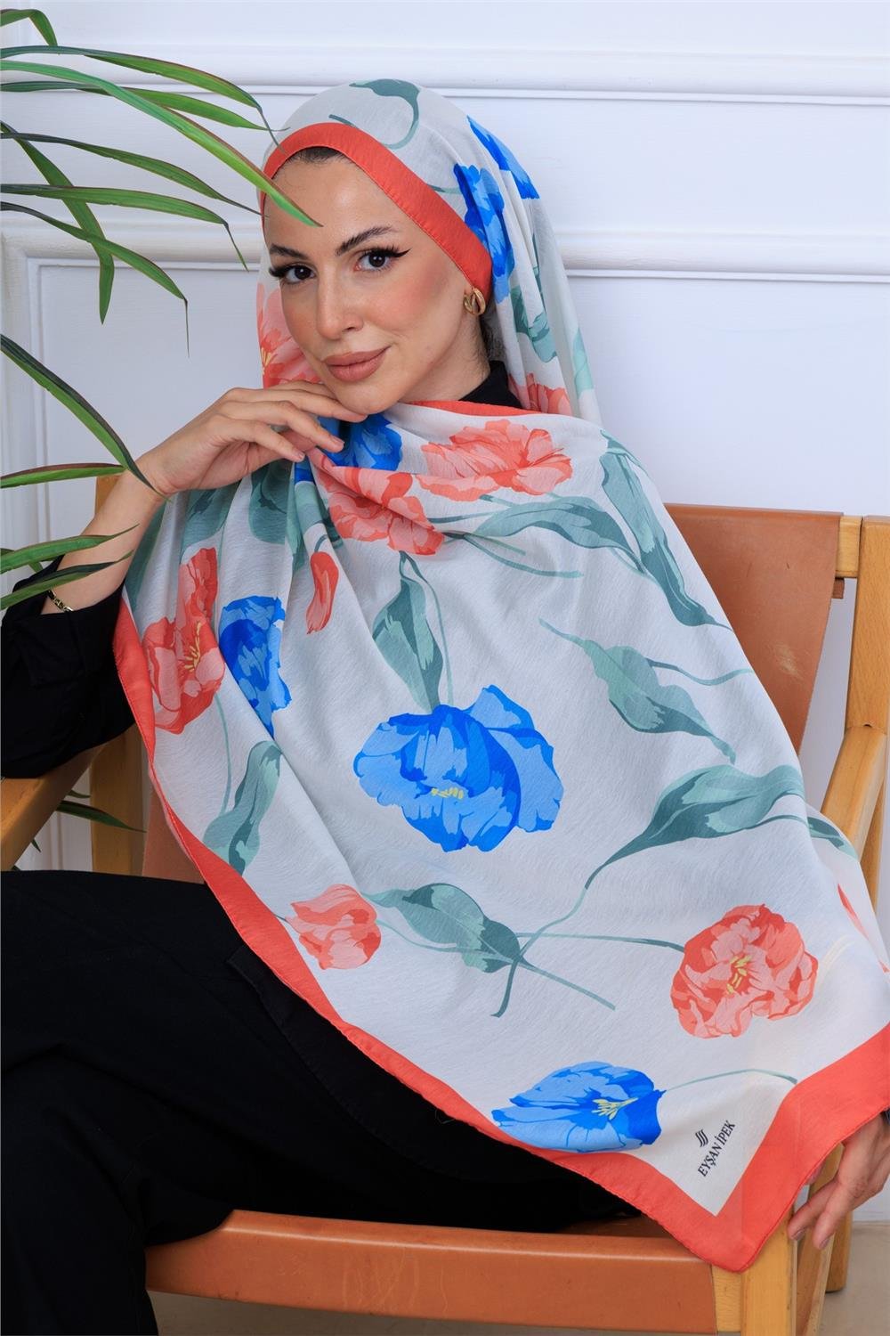 Botanik Çiçekler Desenli Dijital Soft Şal
