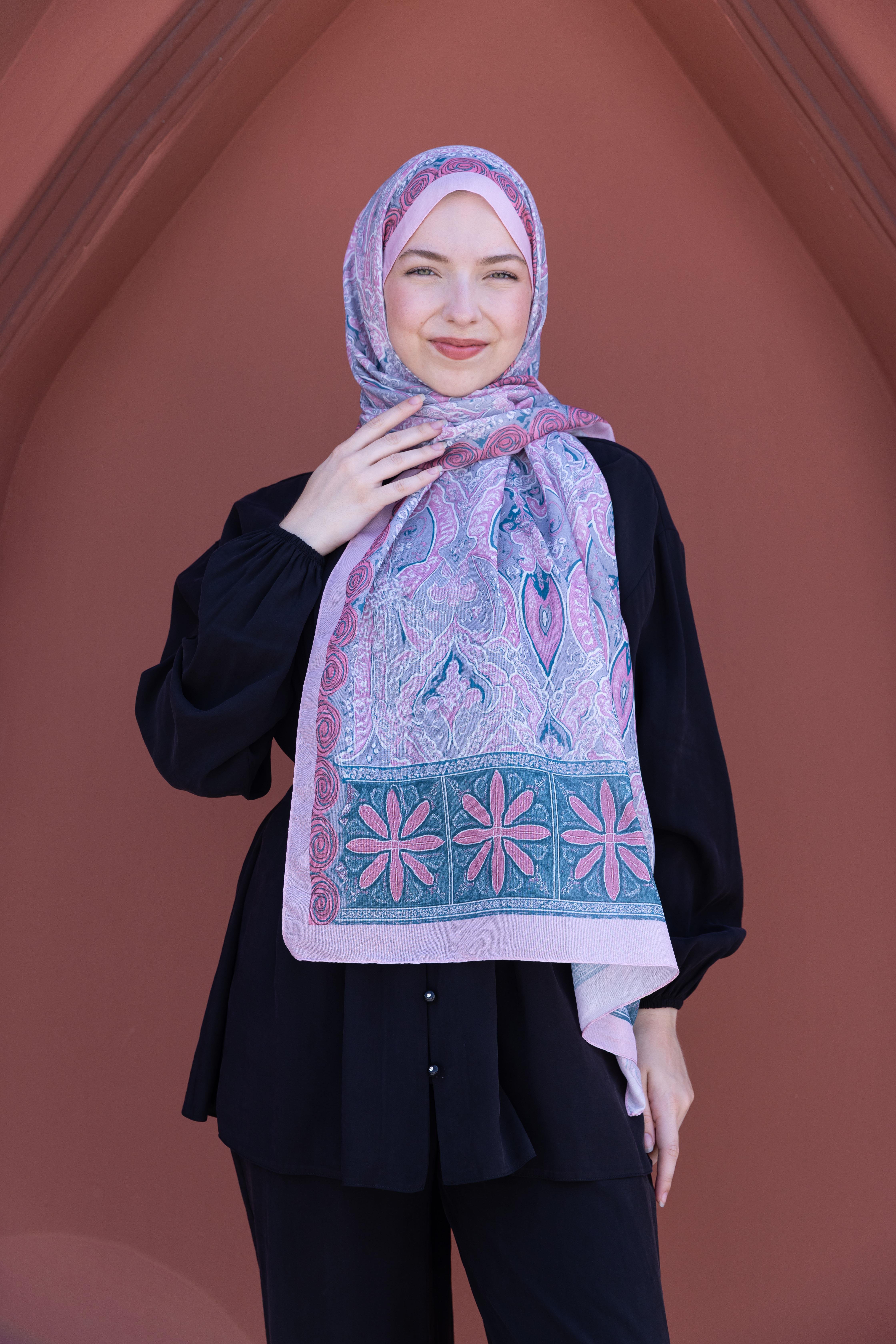 Çiçekli Etnik Desenli Soft Şal