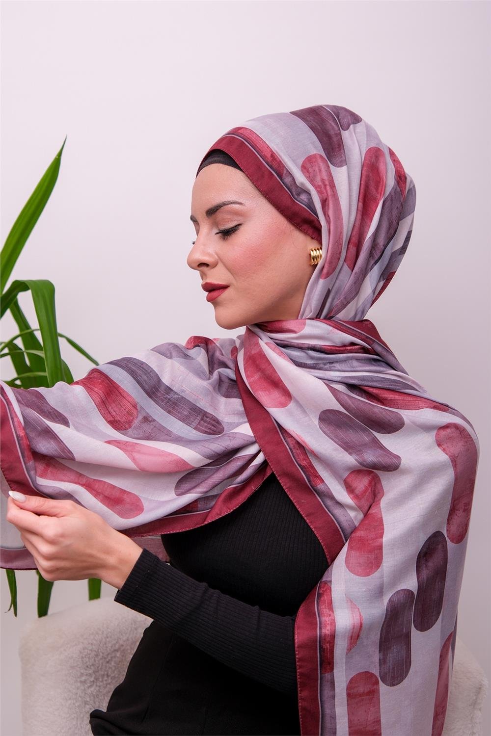 FlowGrid Desenli Dijital Soft Şal 