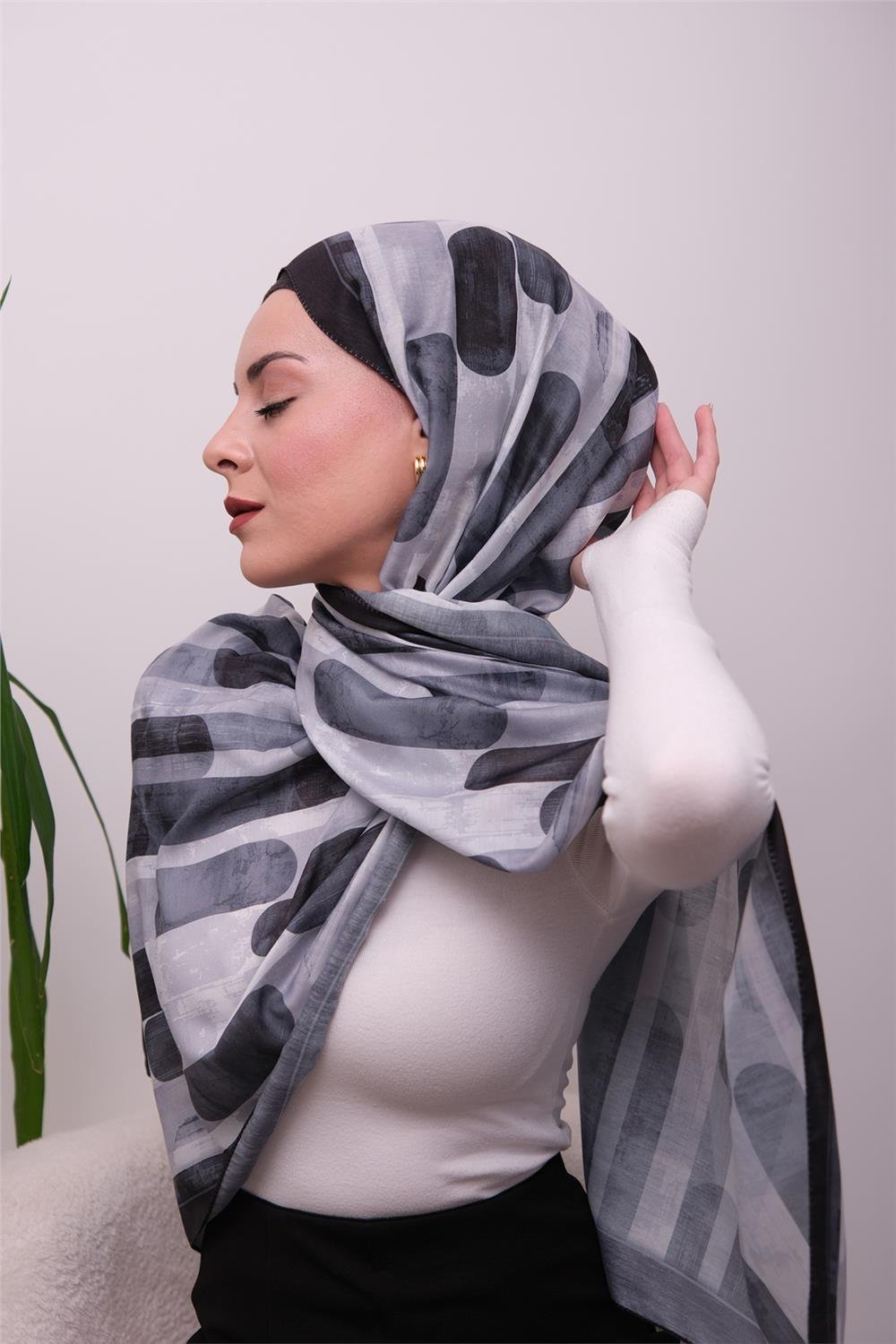 FlowGrid Desenli Dijital Soft Şal 