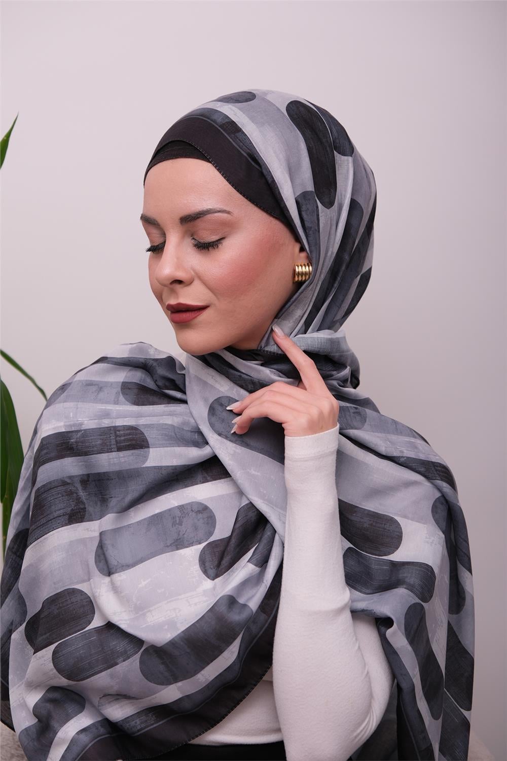 FlowGrid Desenli Dijital Soft Şal 