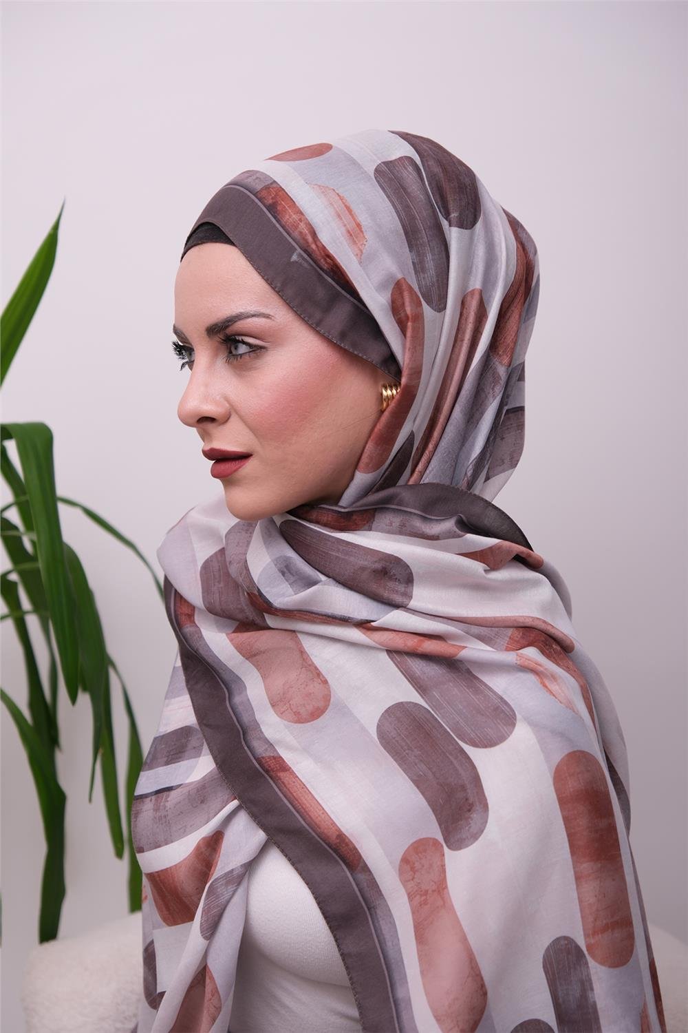 FlowGrid Desenli Dijital Soft Şal 