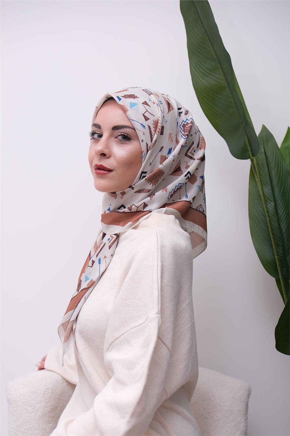 Renkli Karma Desen Dijital Soft Eşarp