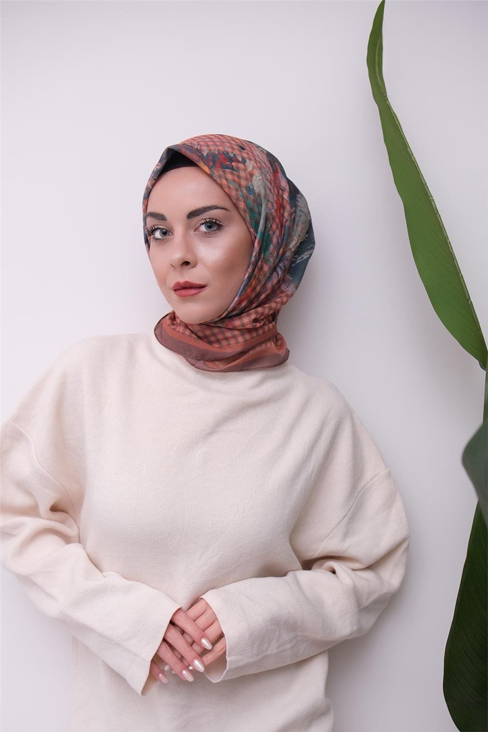 Renkli Karma Desen Dijital Soft Eşarp