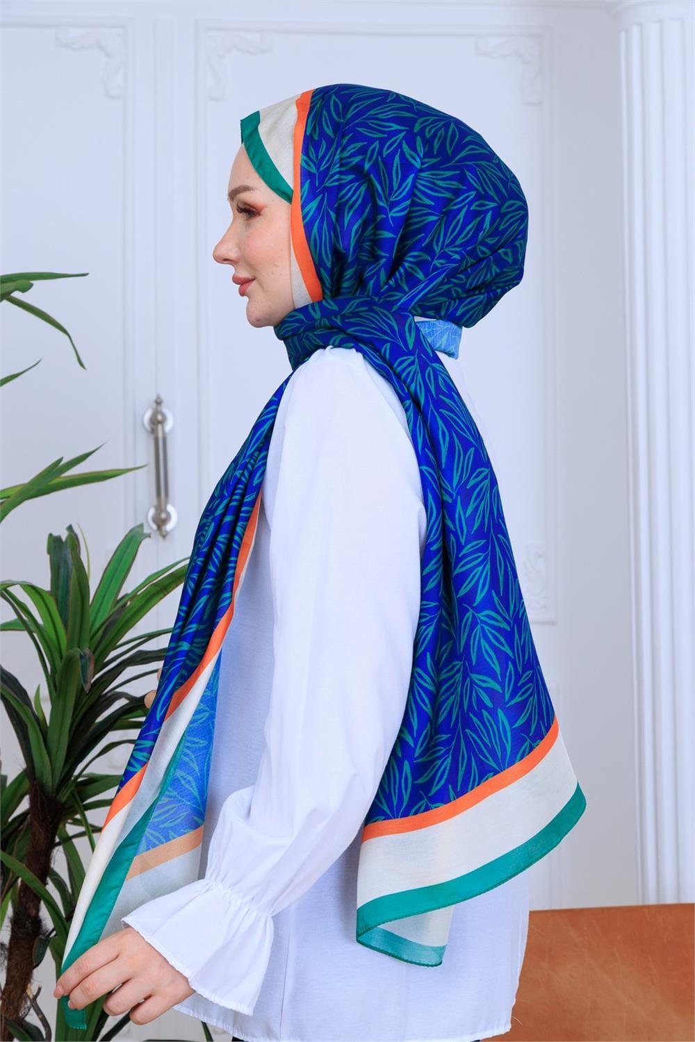 Yaprak Desenli Dijital Soft Şal