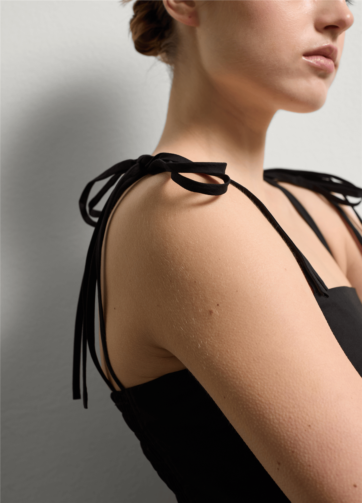 Bandeau Üstlü Siyah Uzun Elbise