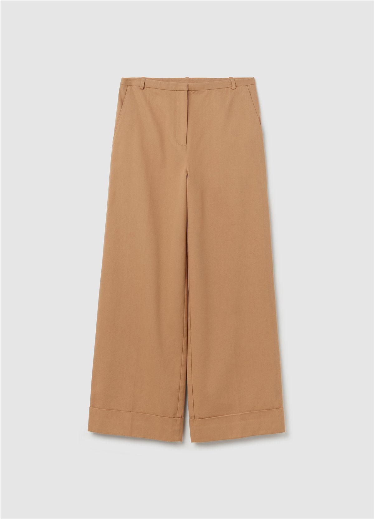 Bej Bol Paça Düz Kesim Pantolon