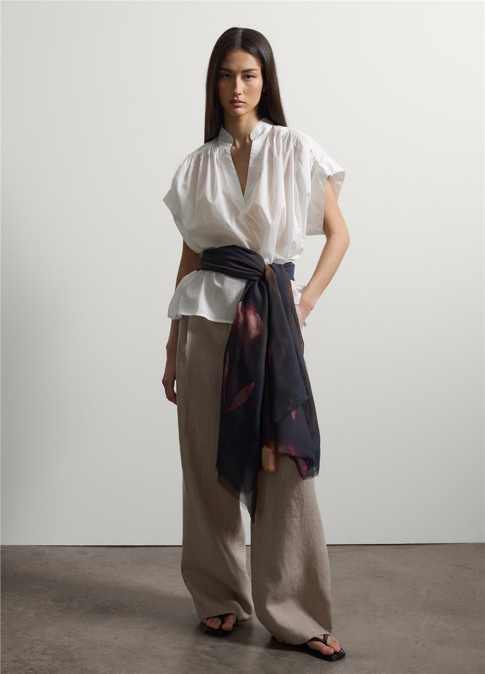 Bej Keten Regular Fit Pantolon