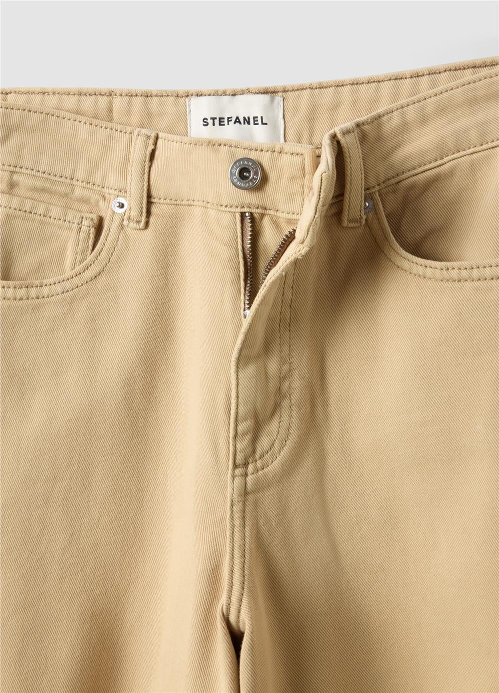 Bej Regular Kesimli İspanyol Paça Saf Denim Kot Pantolon