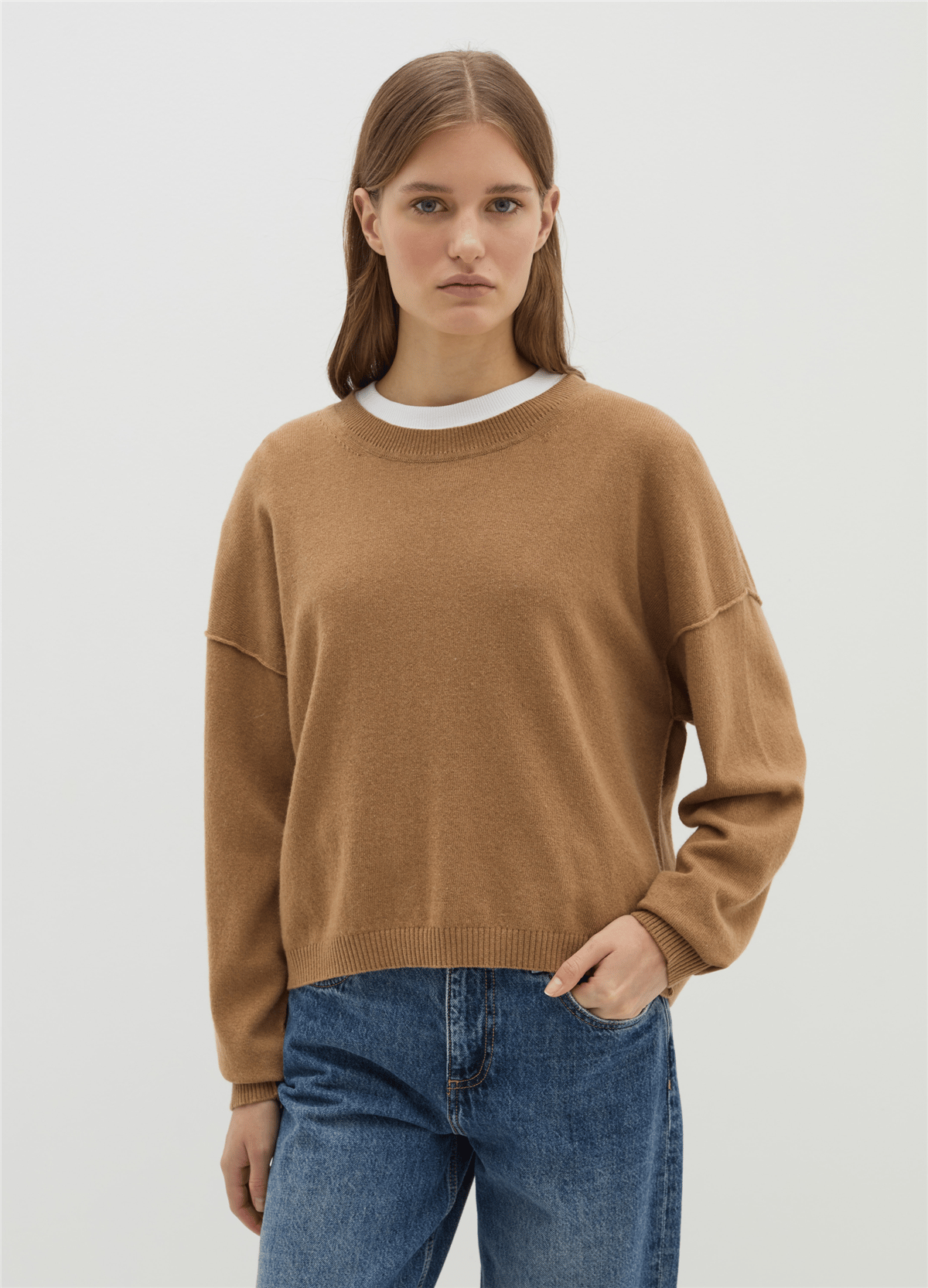 Bisiklet Yaka Oversize Kahverengi Kazak
