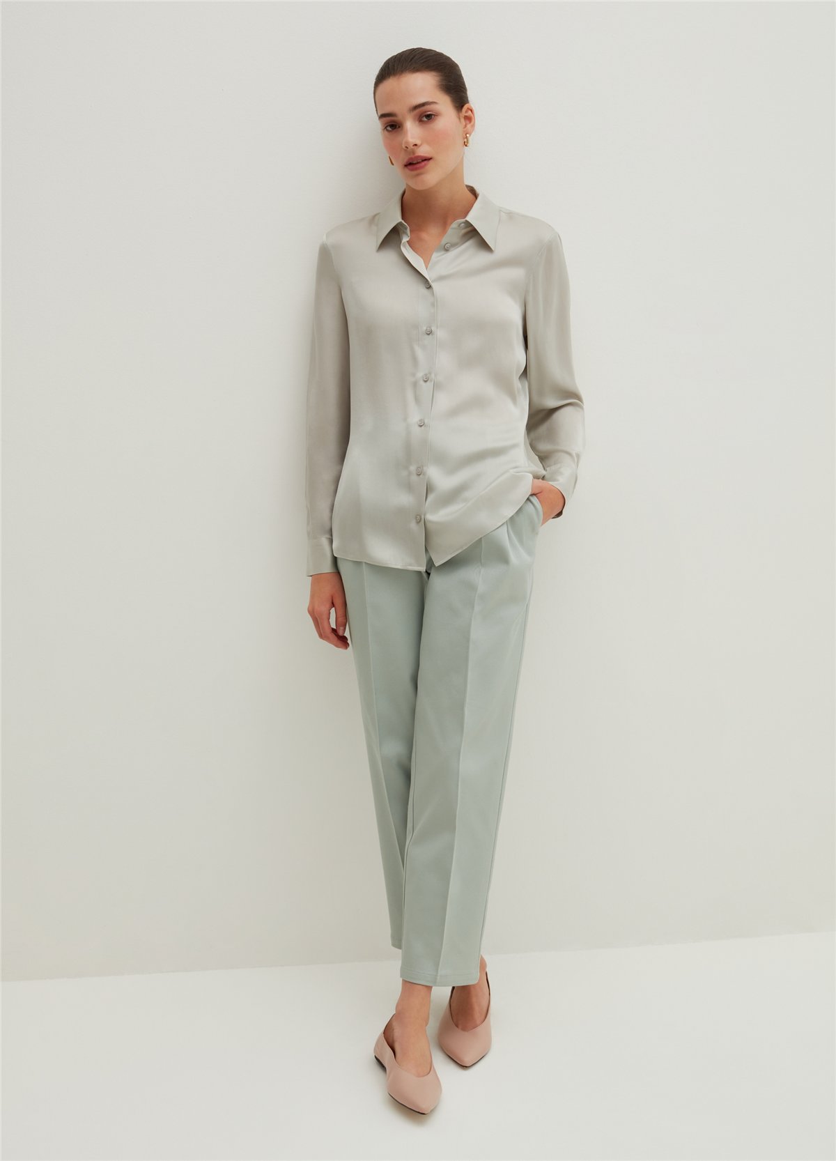 Bol Kesim Mint Chino Pantolon