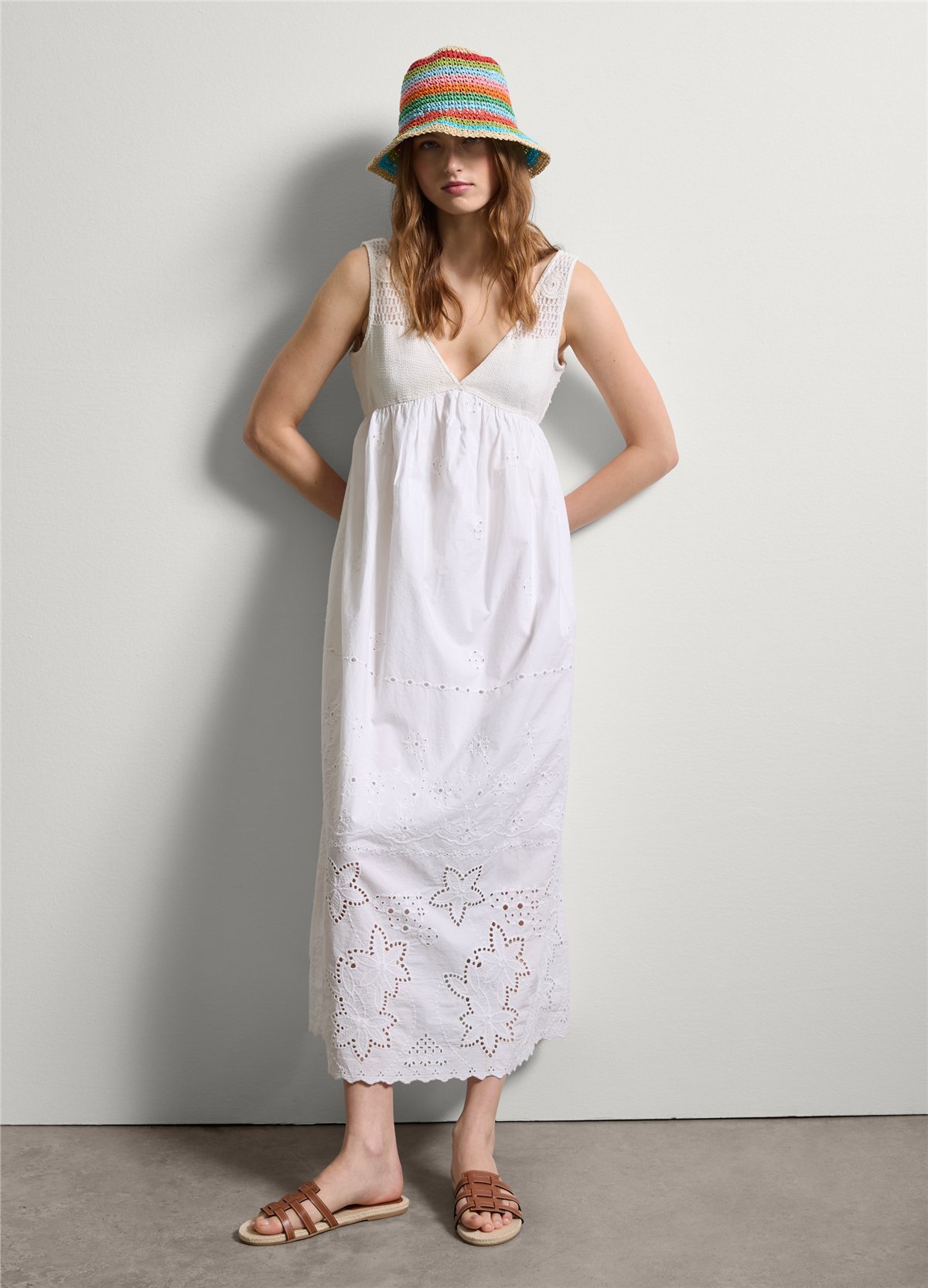 Broderie Anglaise Kombin Slip Beyaz Elbise