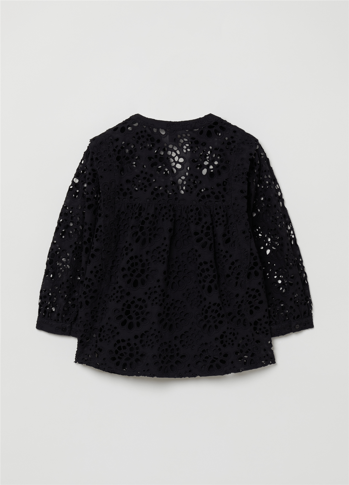Broderie Anglaise Siyah Bluz