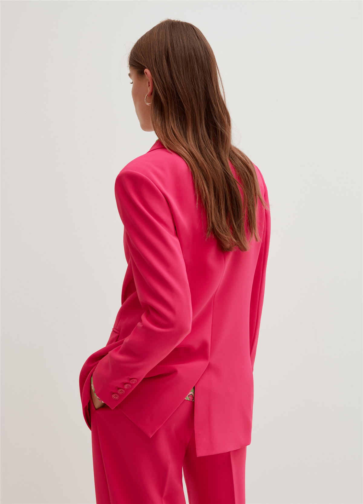 Canlı Renkli Tek Sıra Düğmeli Pembe Blazer Ceket