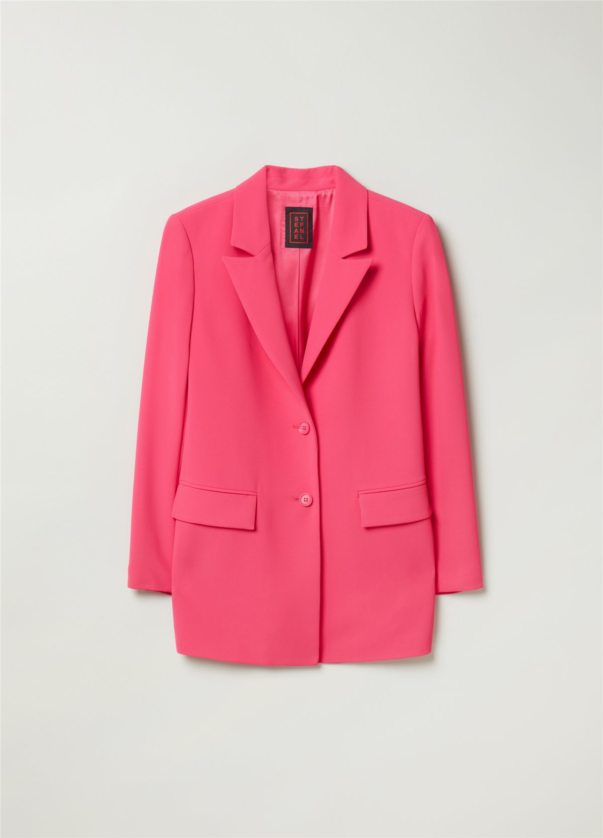 Canlı Renkli Tek Sıra Düğmeli Pembe Blazer Ceket