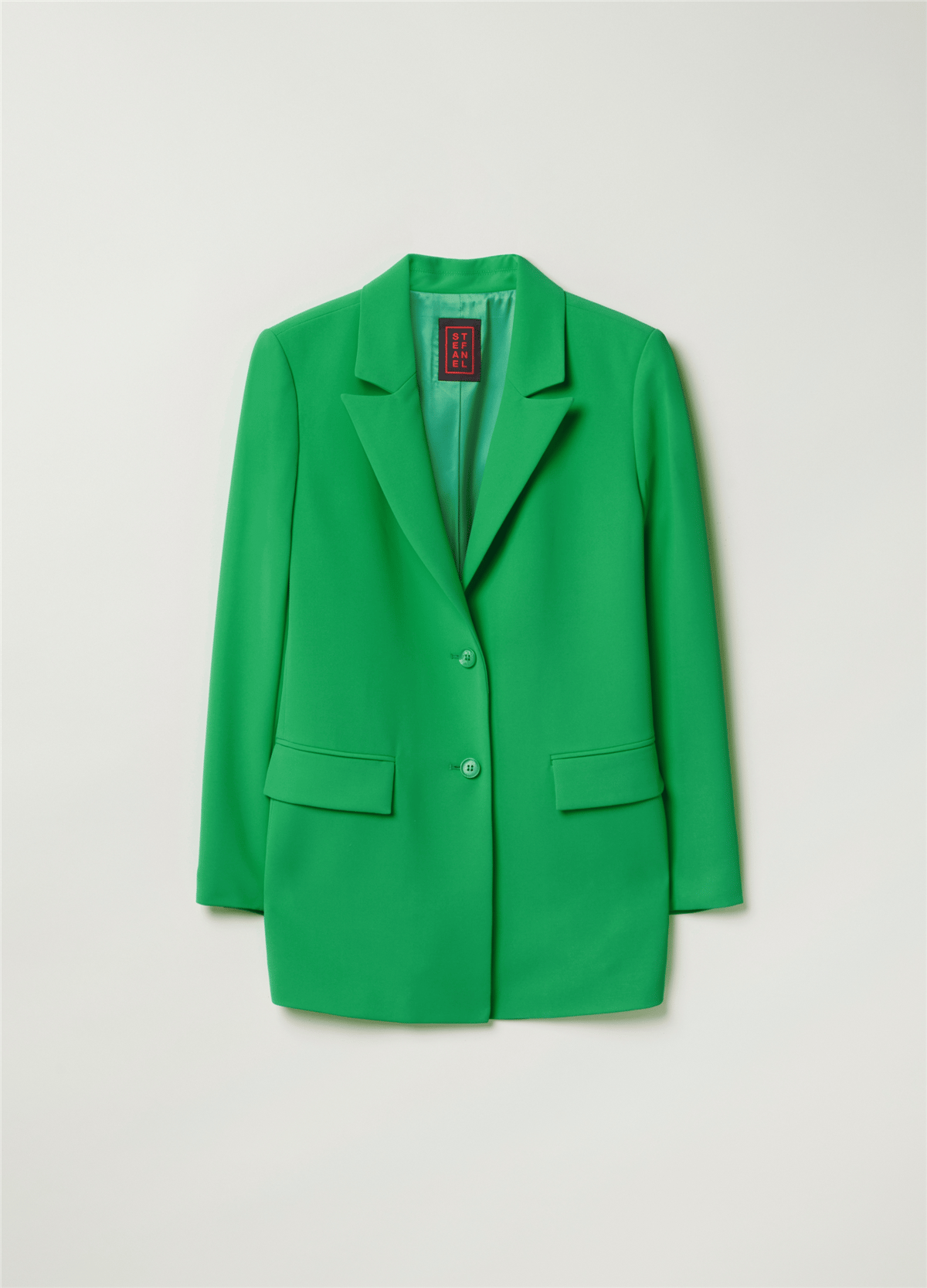 Canlı Renkli Tek Sıra Düğmeli Yeşil Blazer Ceket