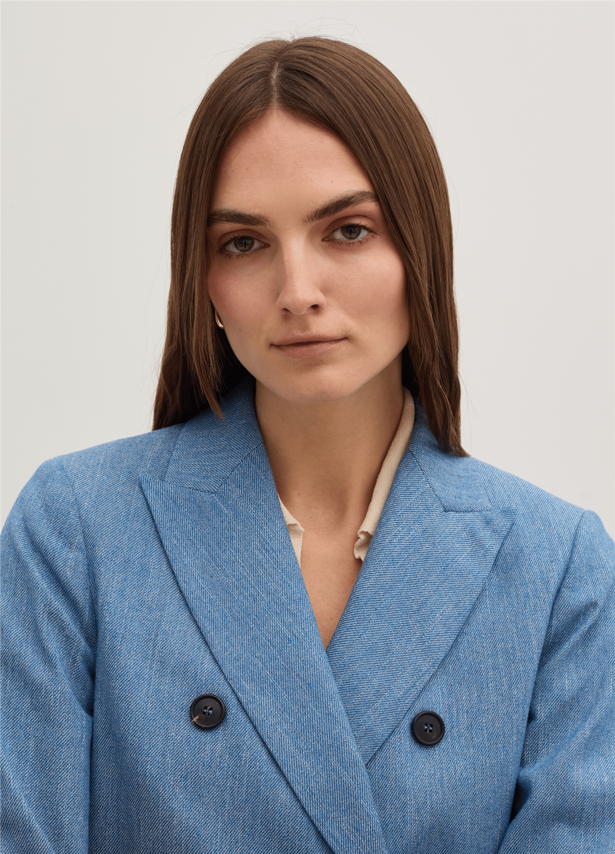 Çapraz Dokumalı Kruvaze Mavi Blazer