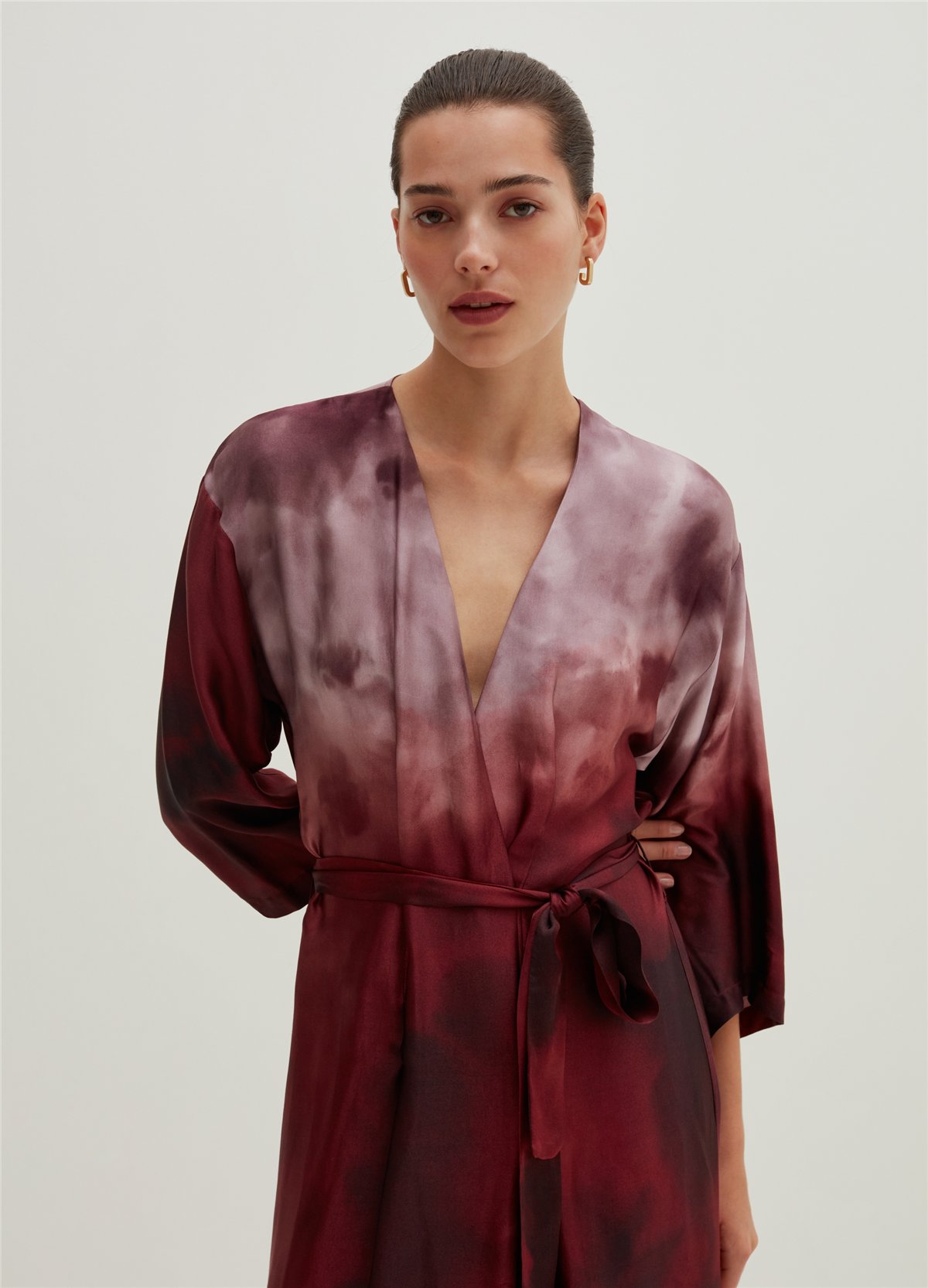 Degrade Desenli Kimono Elbise