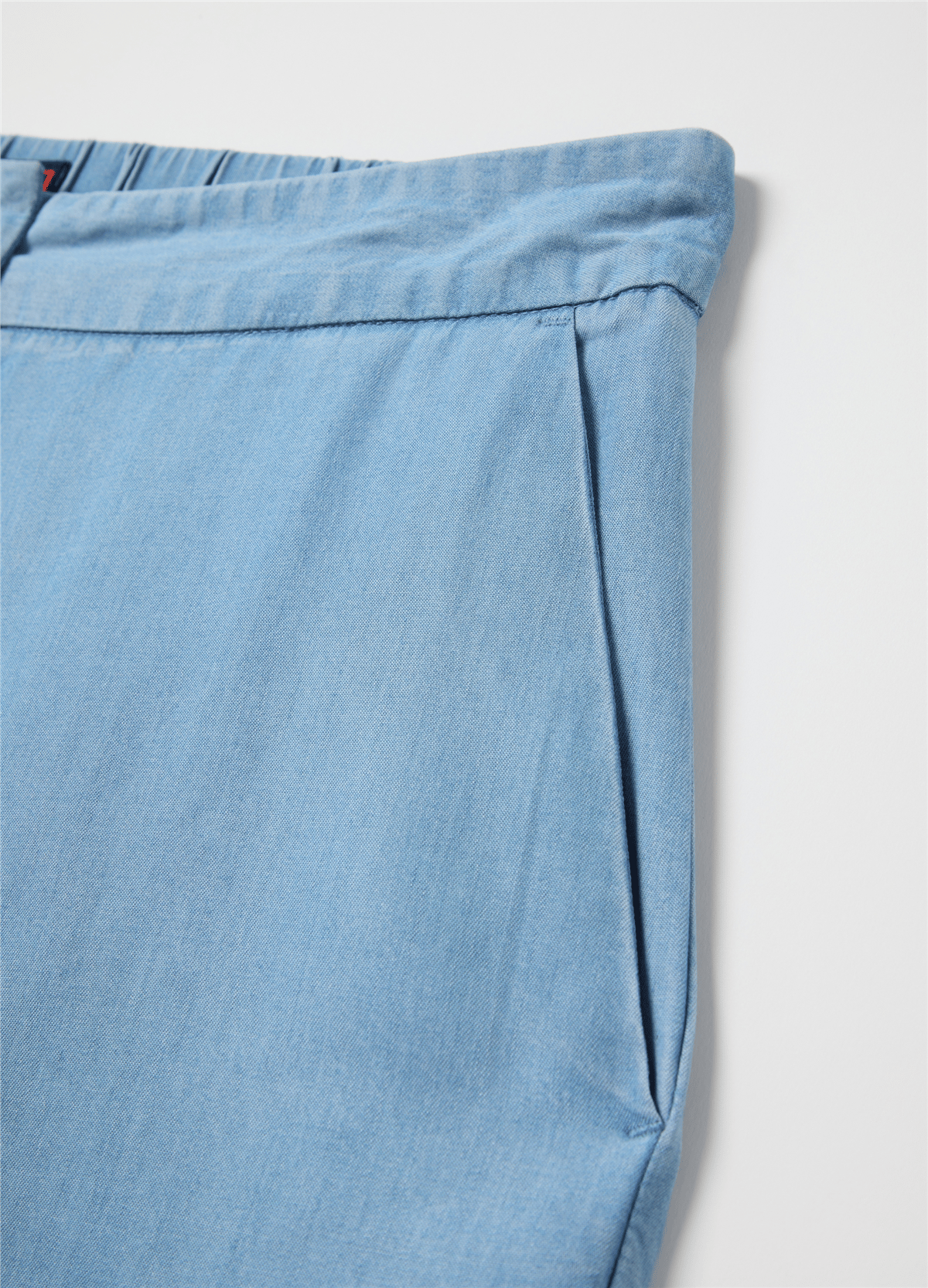 Denim Efektli Düz Kesim Mavi Pantolon