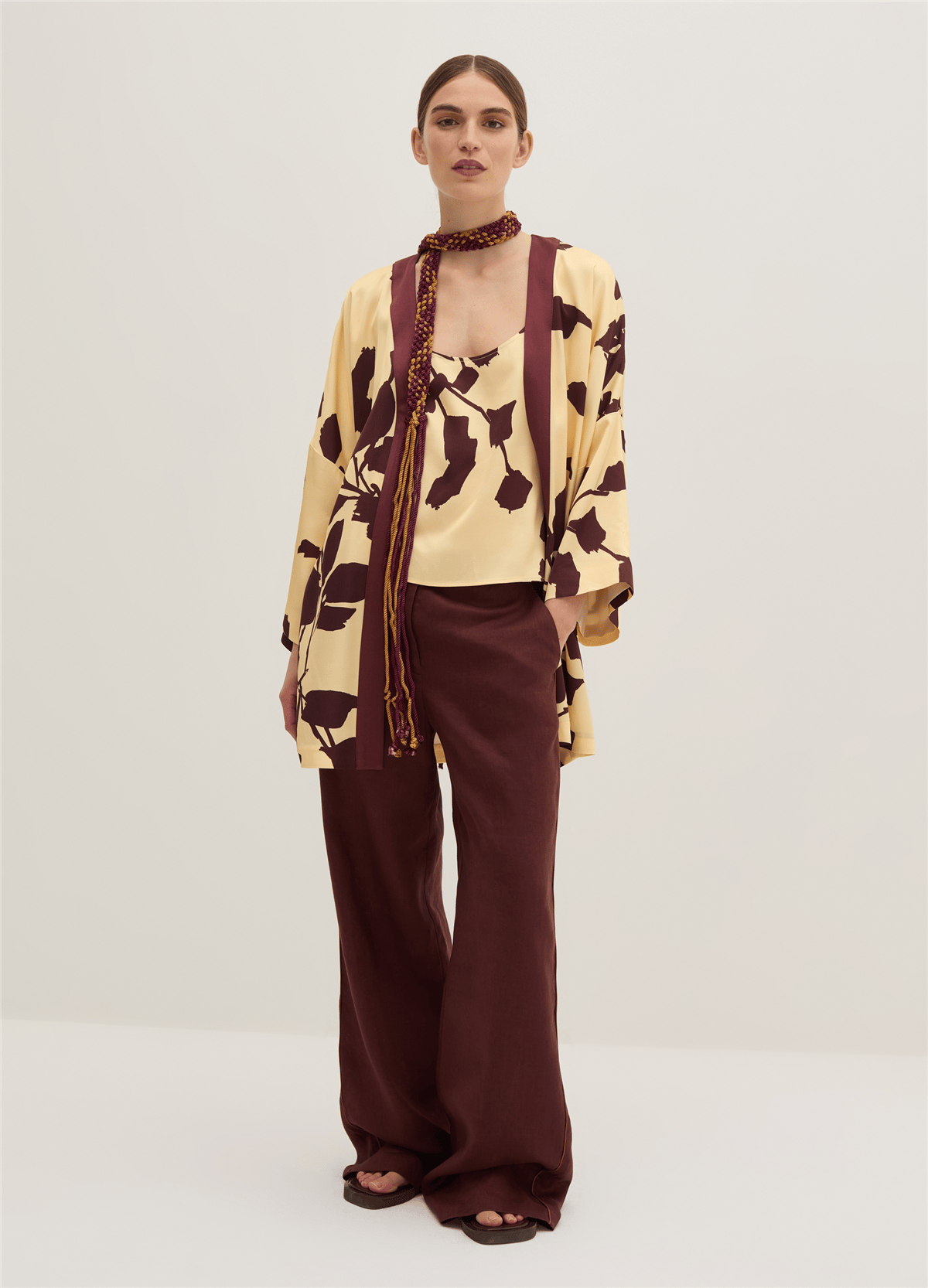 Desenli Viskoz Kimono