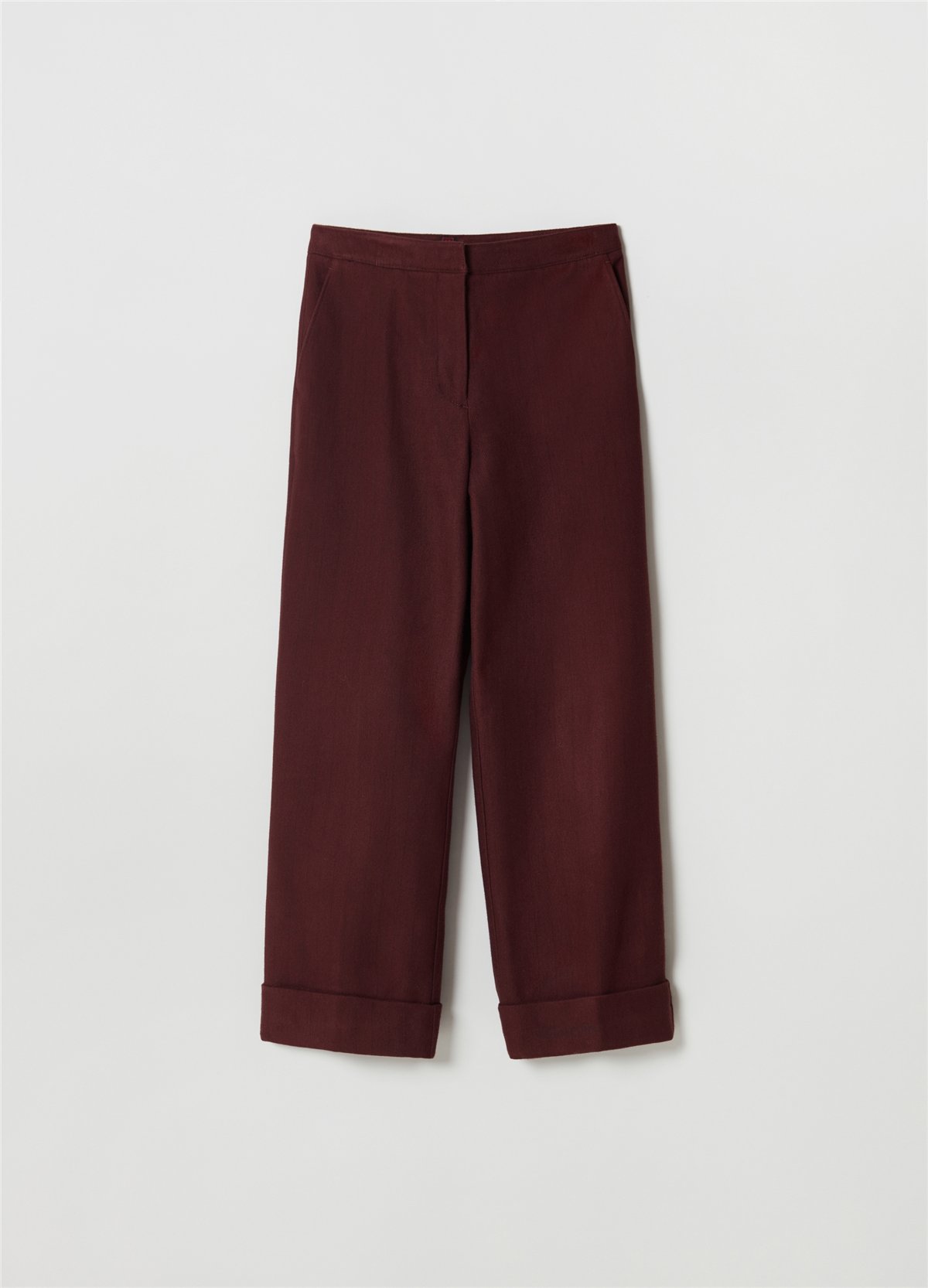 Düz Kesim Bordo Chino Pantolon