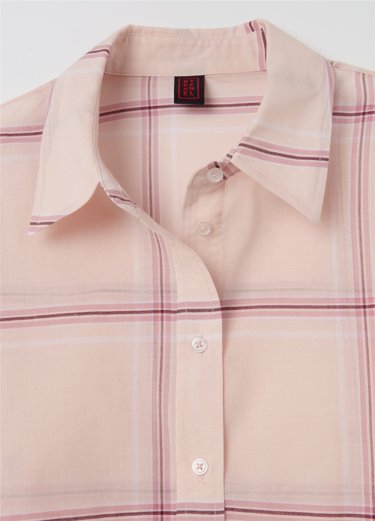 Ekose Desenli Oversize Pembe Gömlek