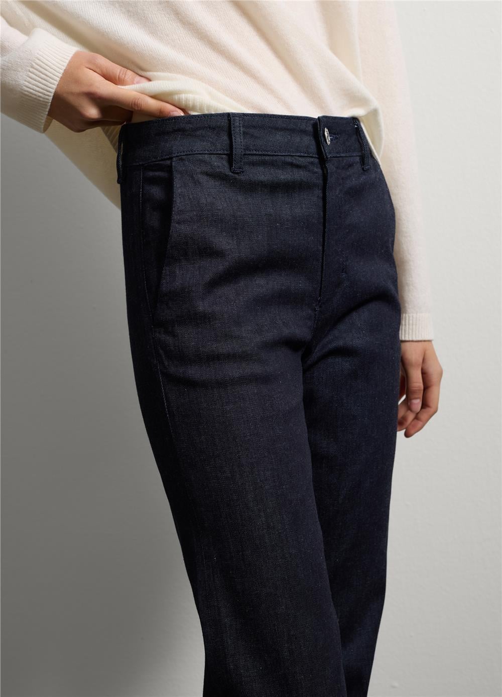 Esnek Denim Mavi Dar Pantolon