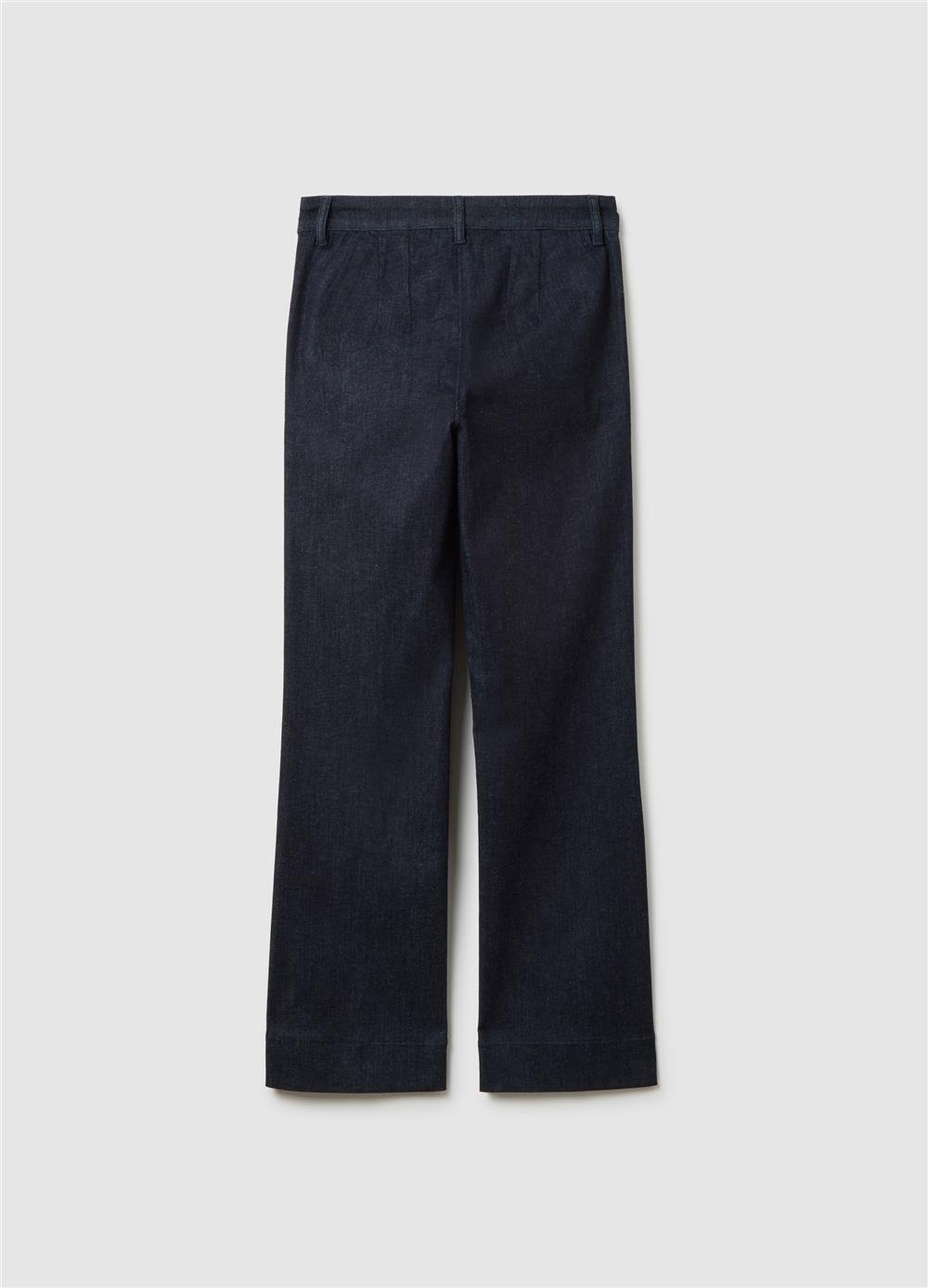 Esnek Denim Mavi Dar Pantolon