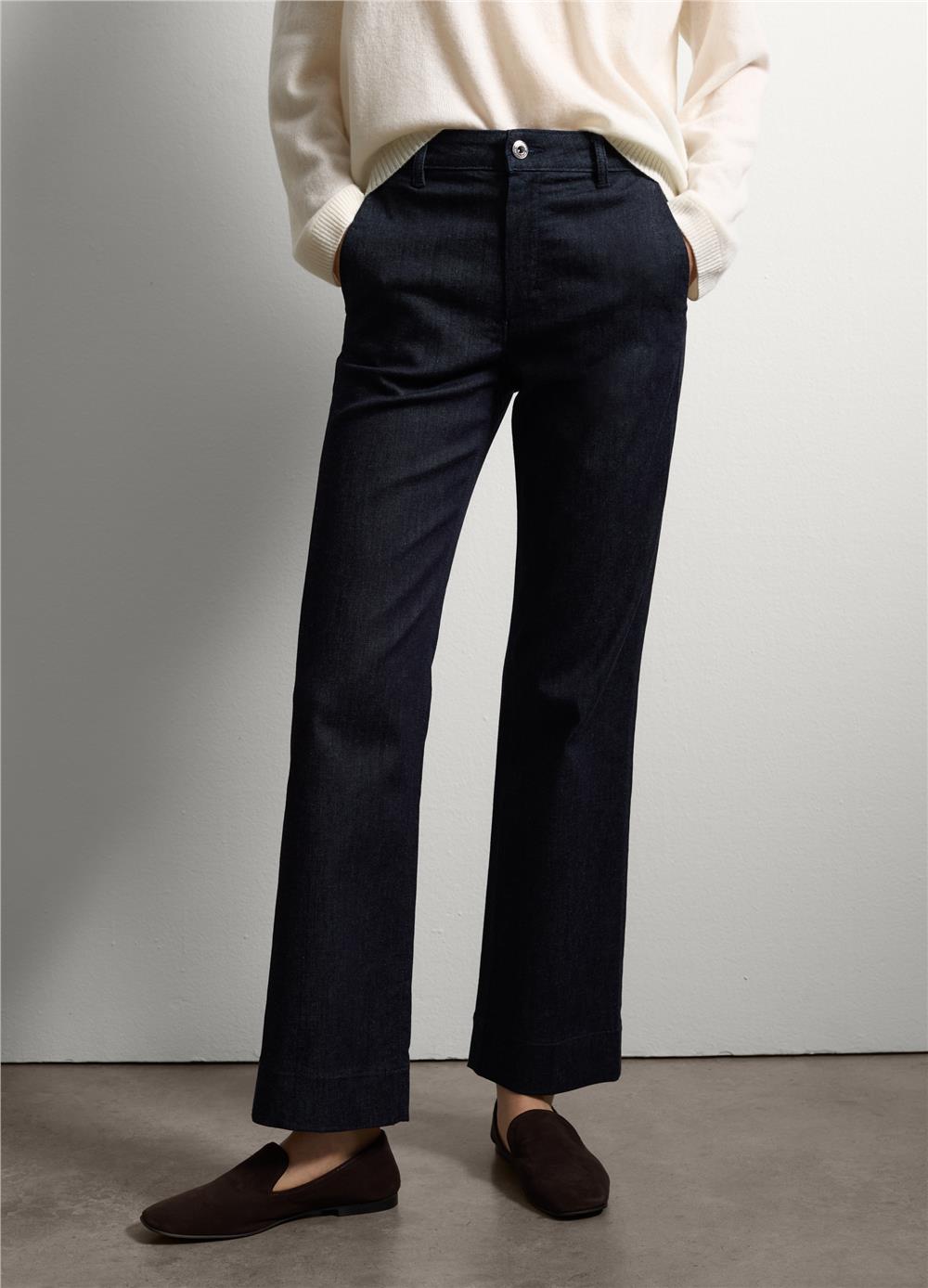 Esnek Denim Mavi Dar Pantolon