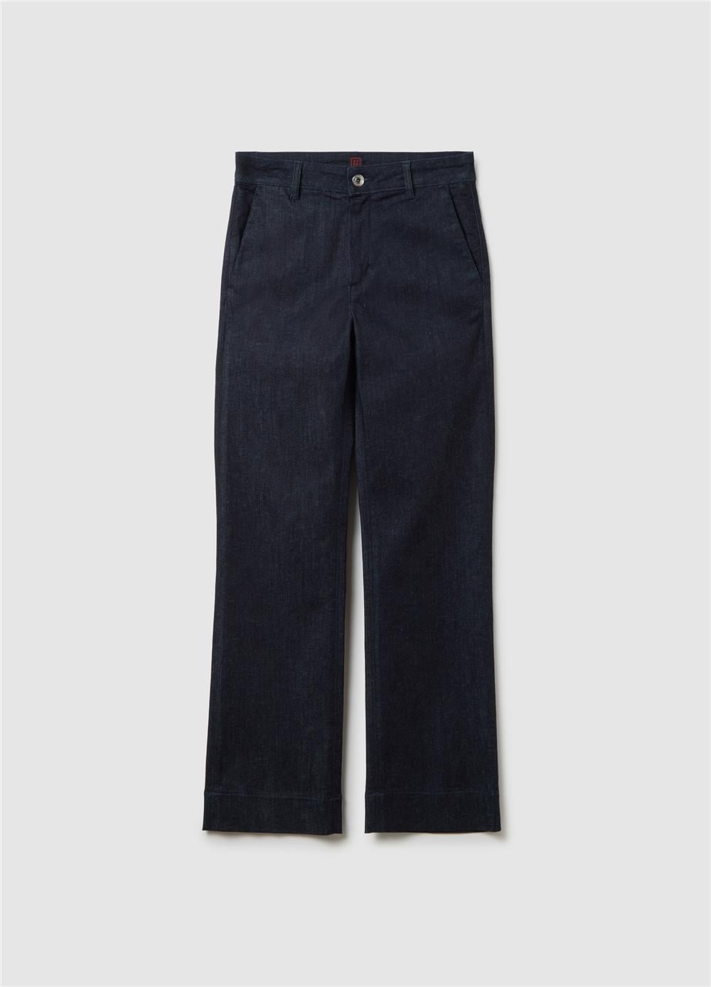 Esnek Denim Mavi Dar Pantolon