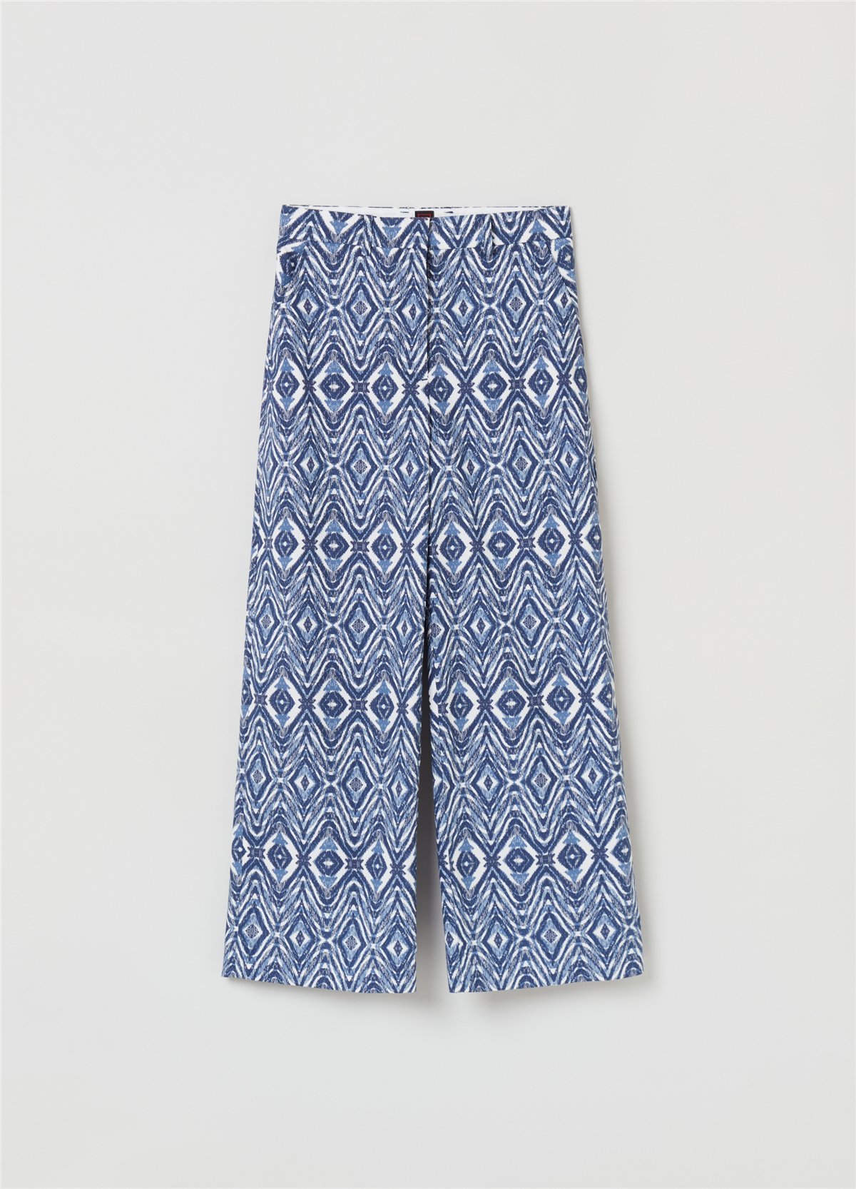 Etnik Desenli Bol Paça Poplin Pantolon