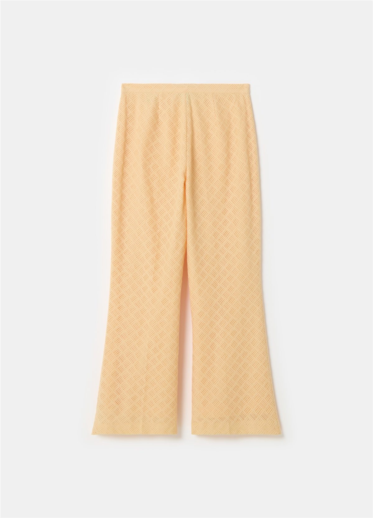 Geometrik Motifli Bol Paça Sarı Pantolon
