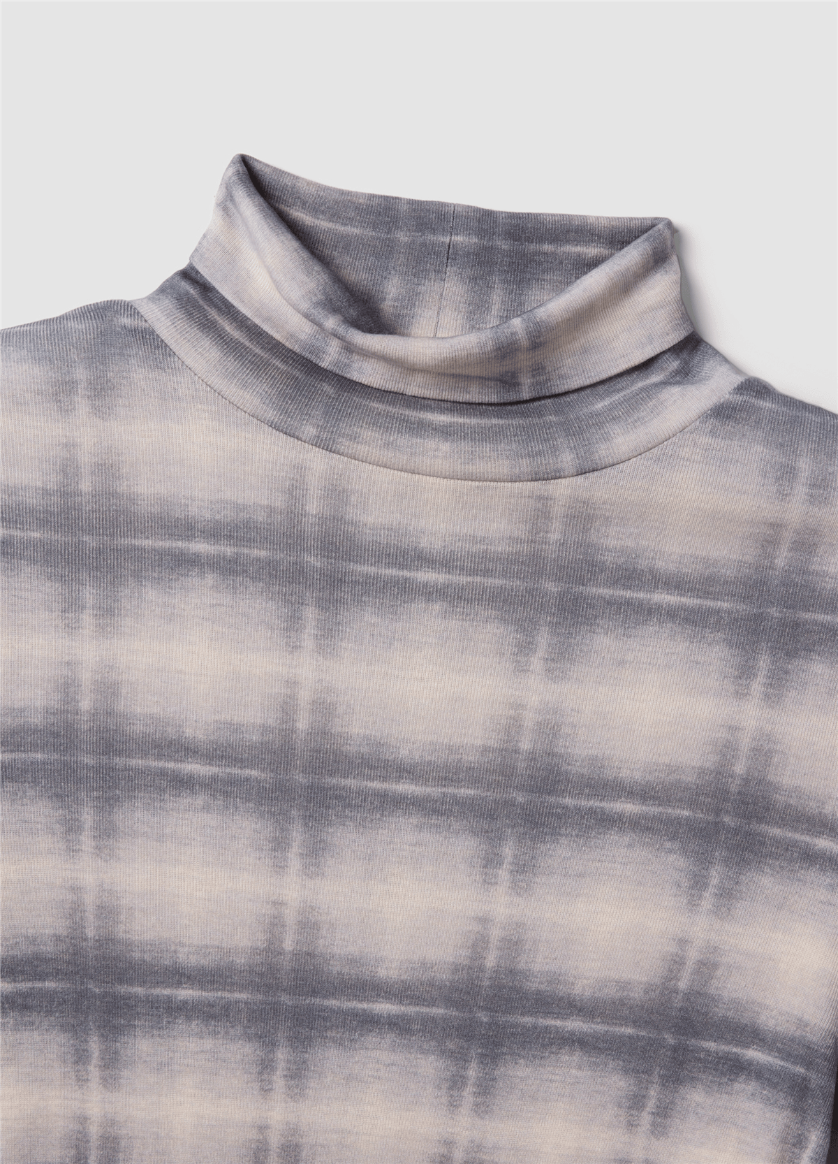Gri Ekose Desenli Bisiklet Yaka Slim Fit Liyosel Ve Yün Karışımlı Bluz