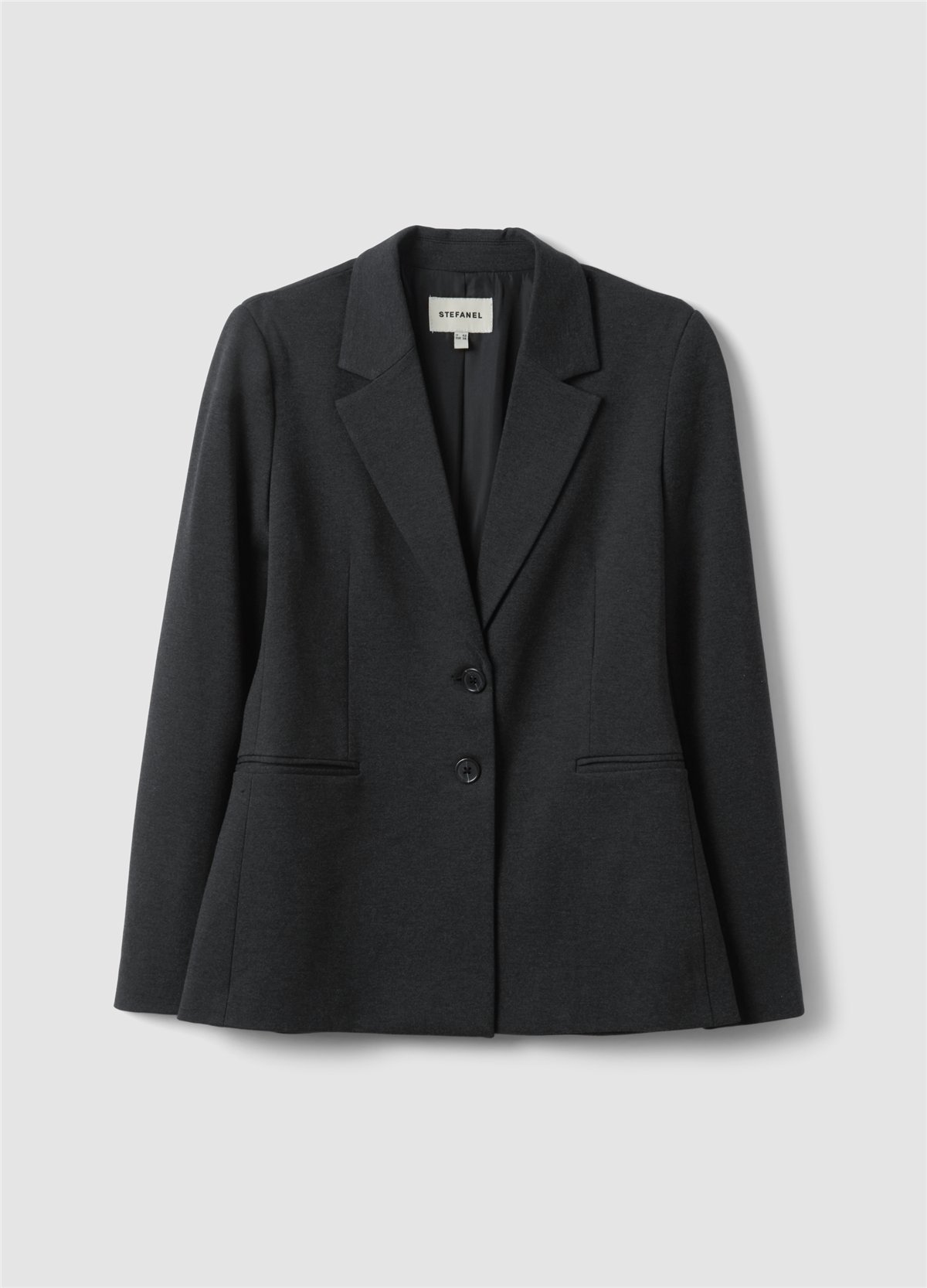 Gri Klasik Yaka Regular Fit Esnek Viskon Blazer Ceket