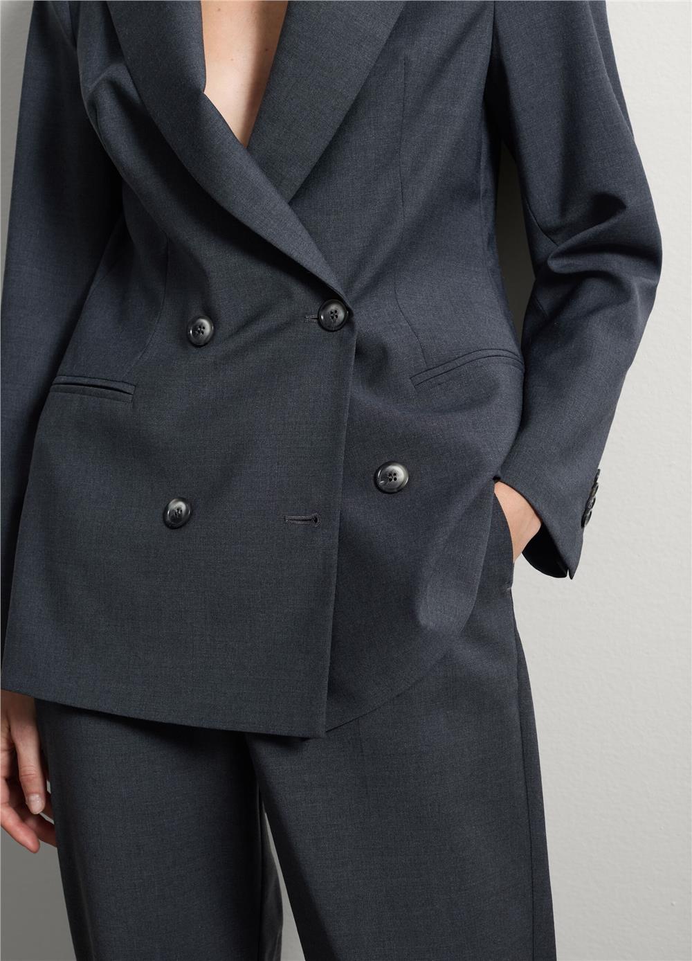 Gri yün karışımlı oversize blazer ceket