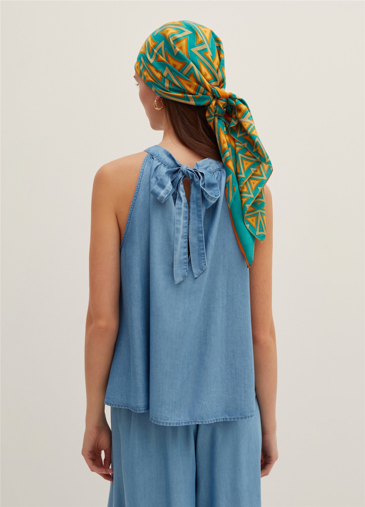 Halter Yaka Mavi Lyocell Atlet