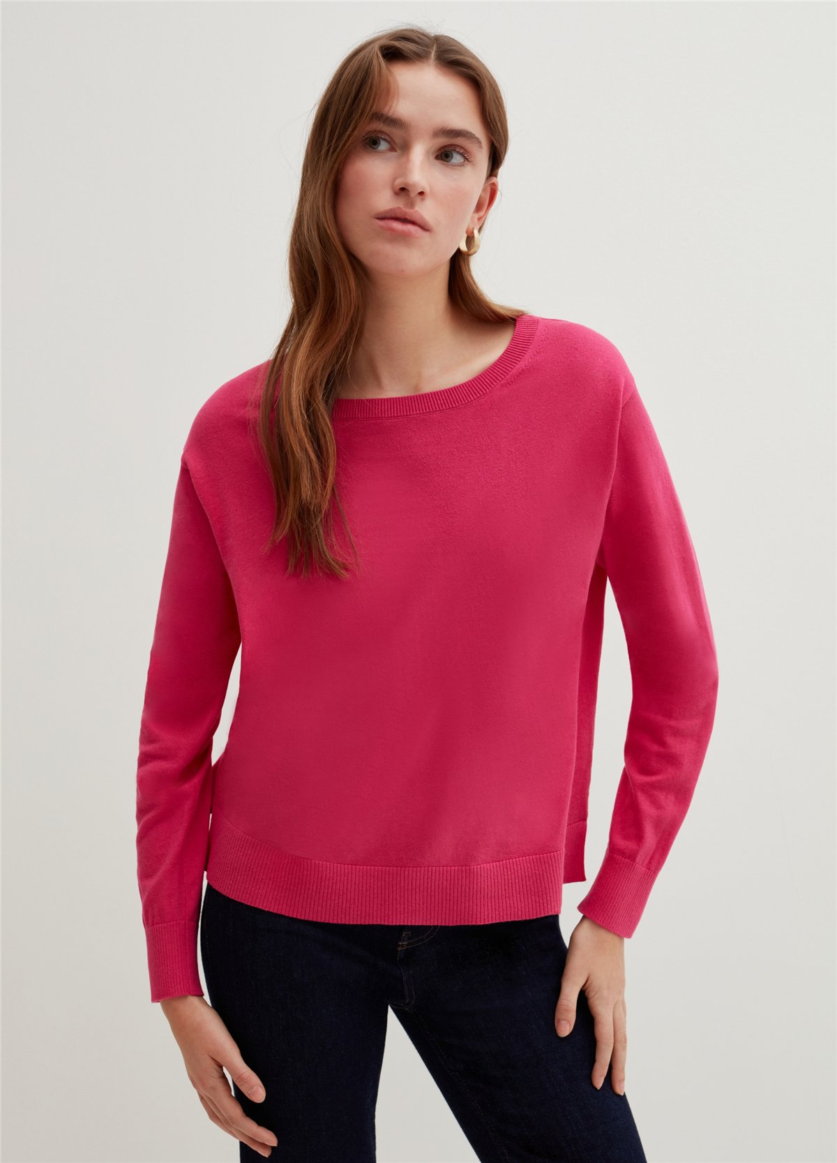 İpek Ve Pamuklu Oversize Pembe Kazak