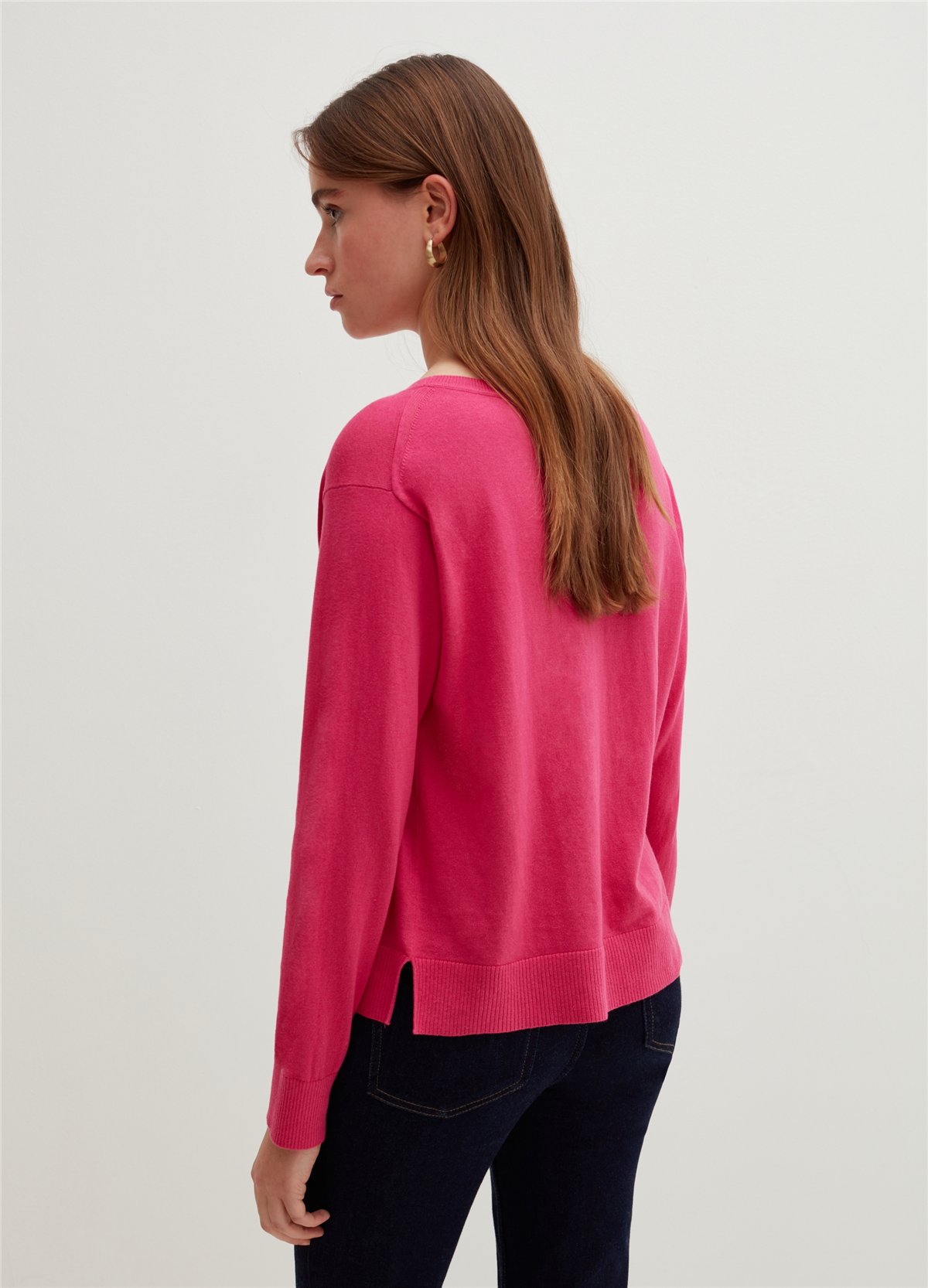 İpek Ve Pamuklu Oversize Pembe Kazak