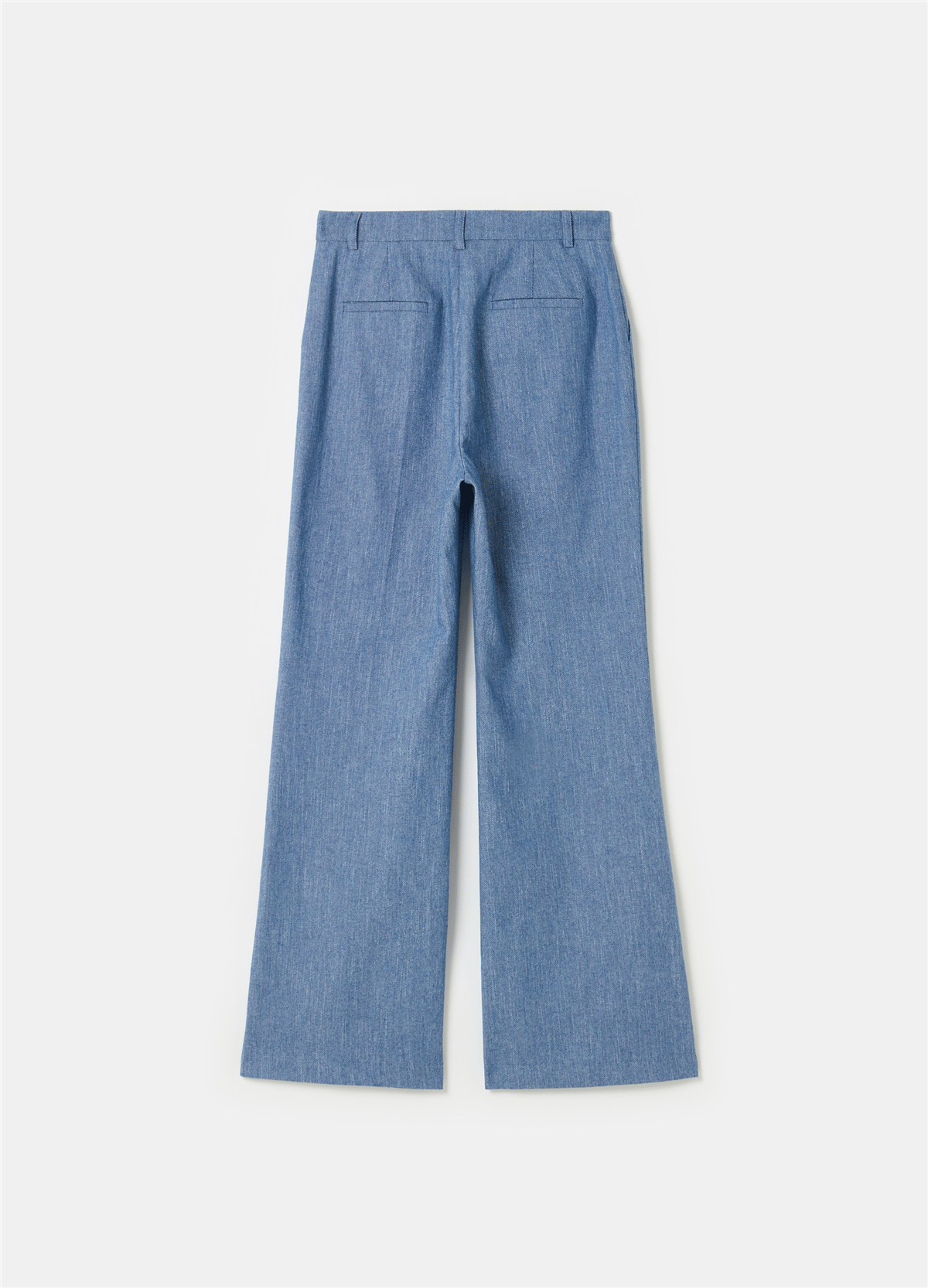 İspanyol Paça Denim Görünümlü Mavi Pantolon