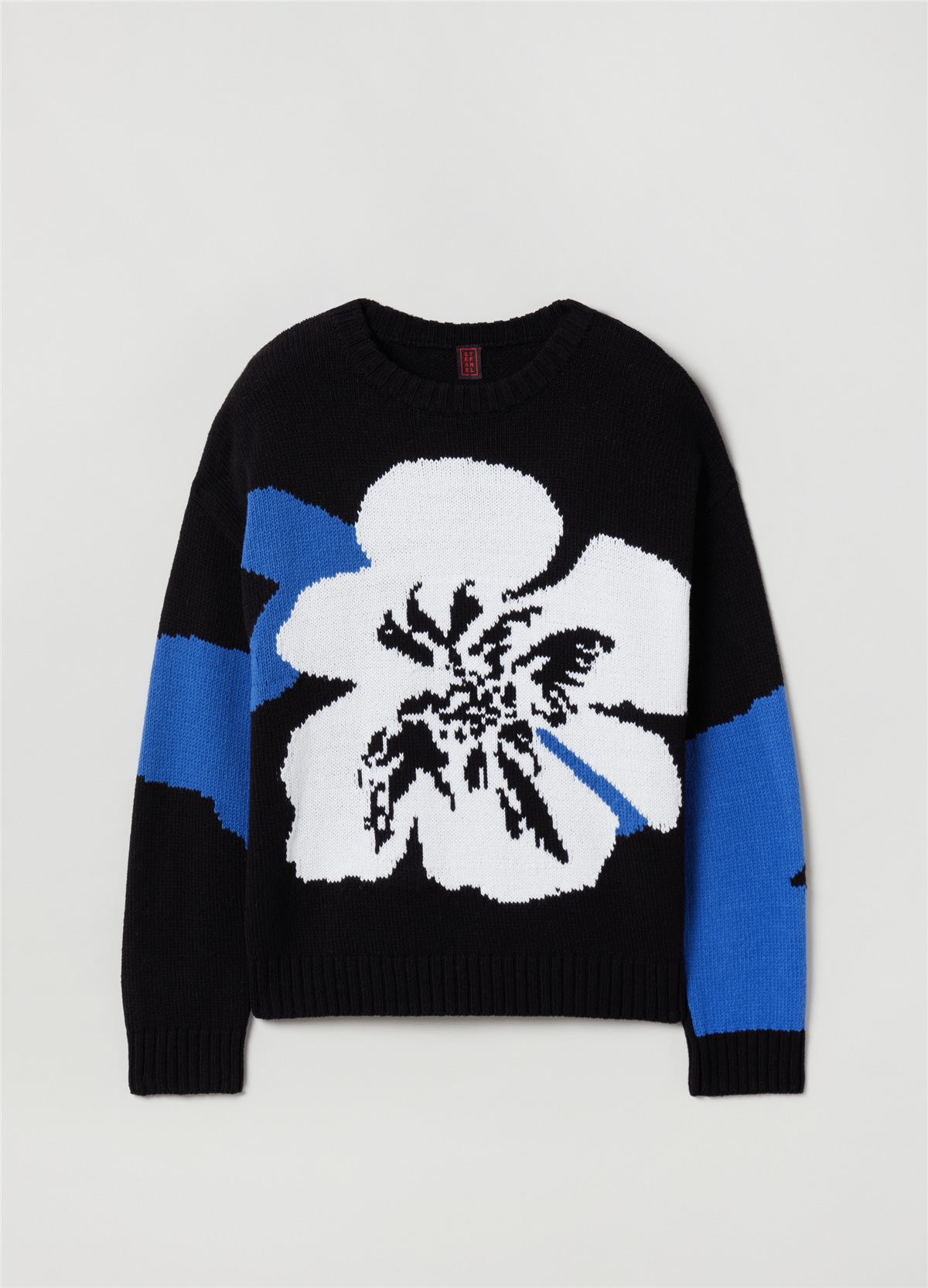 Jakar Desenli Hibiscus Motifli Oversize Kazak
