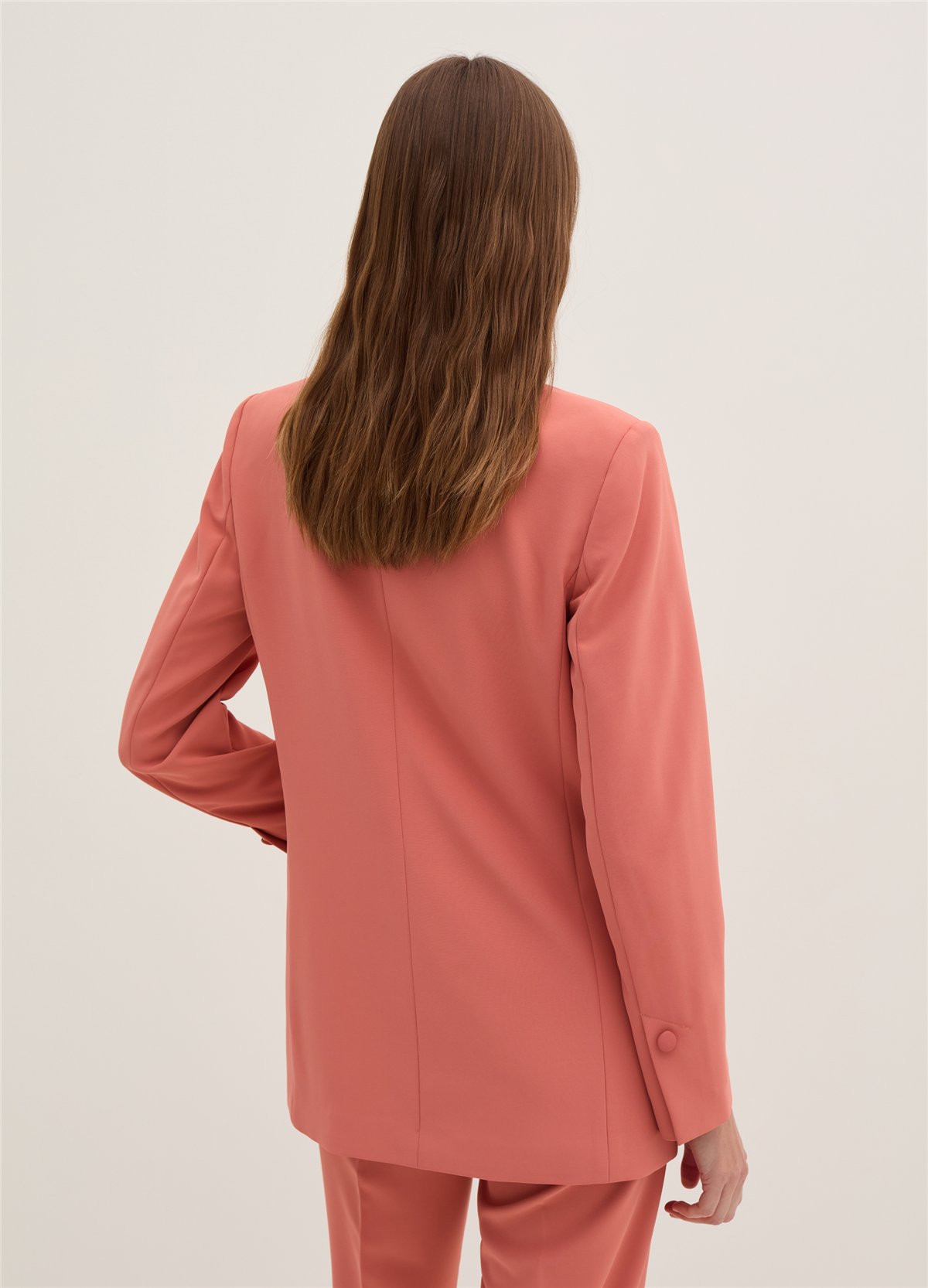 Kadi Kumaştan Kruvaze Pembe Blazer Ceket