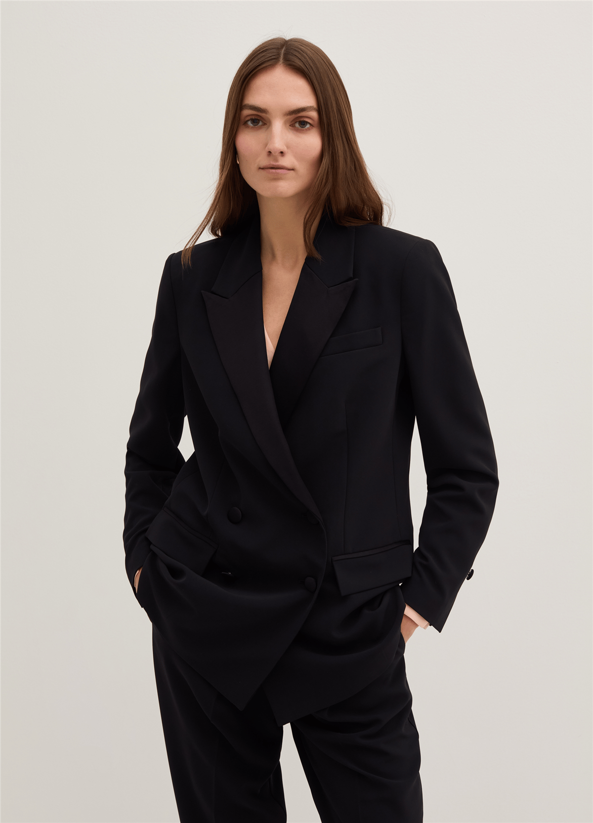 Kadi Kumaştan Kruvaze Siyah Blazer Ceket