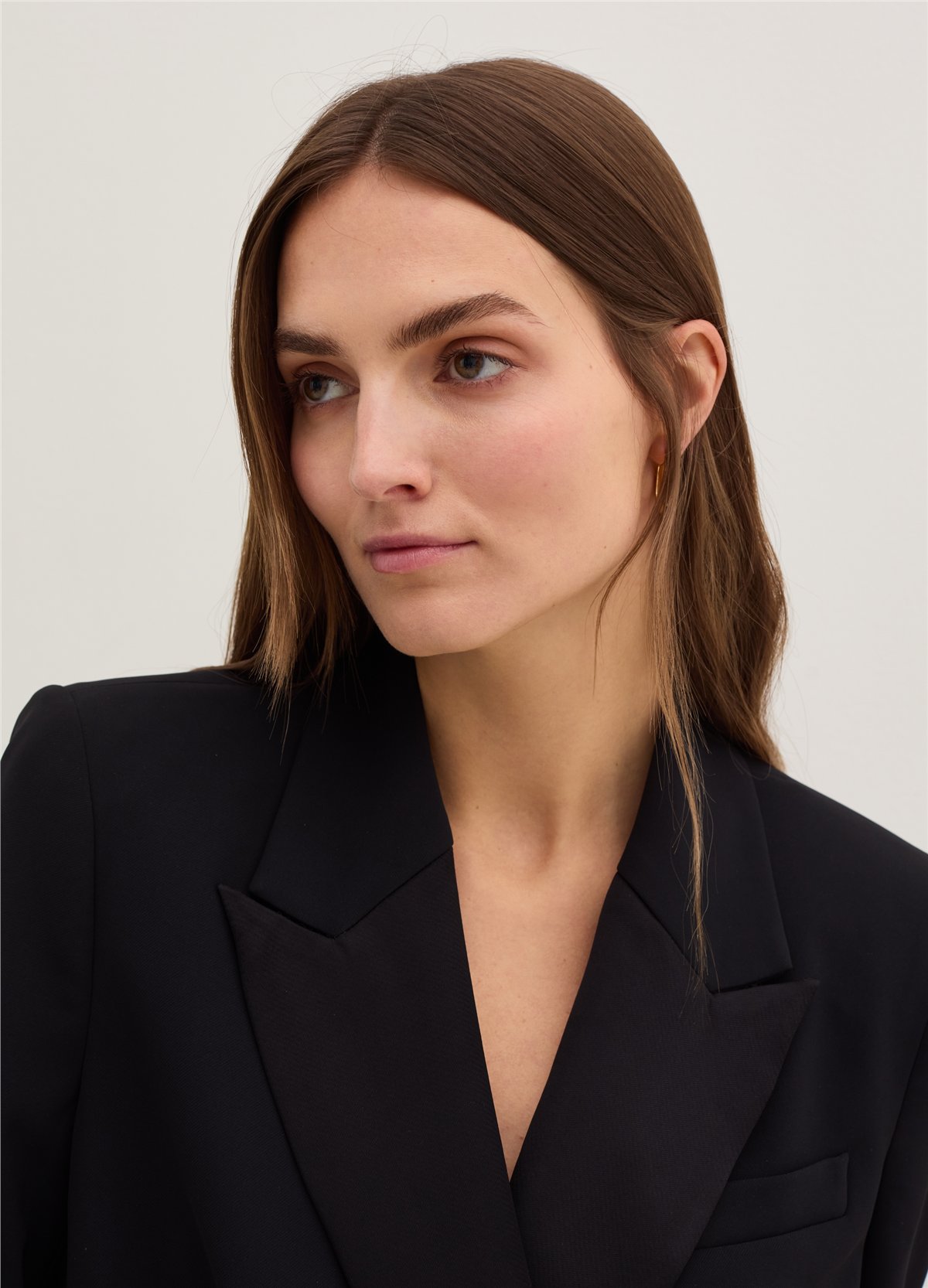 Kadi Kumaştan Kruvaze Siyah Blazer Ceket