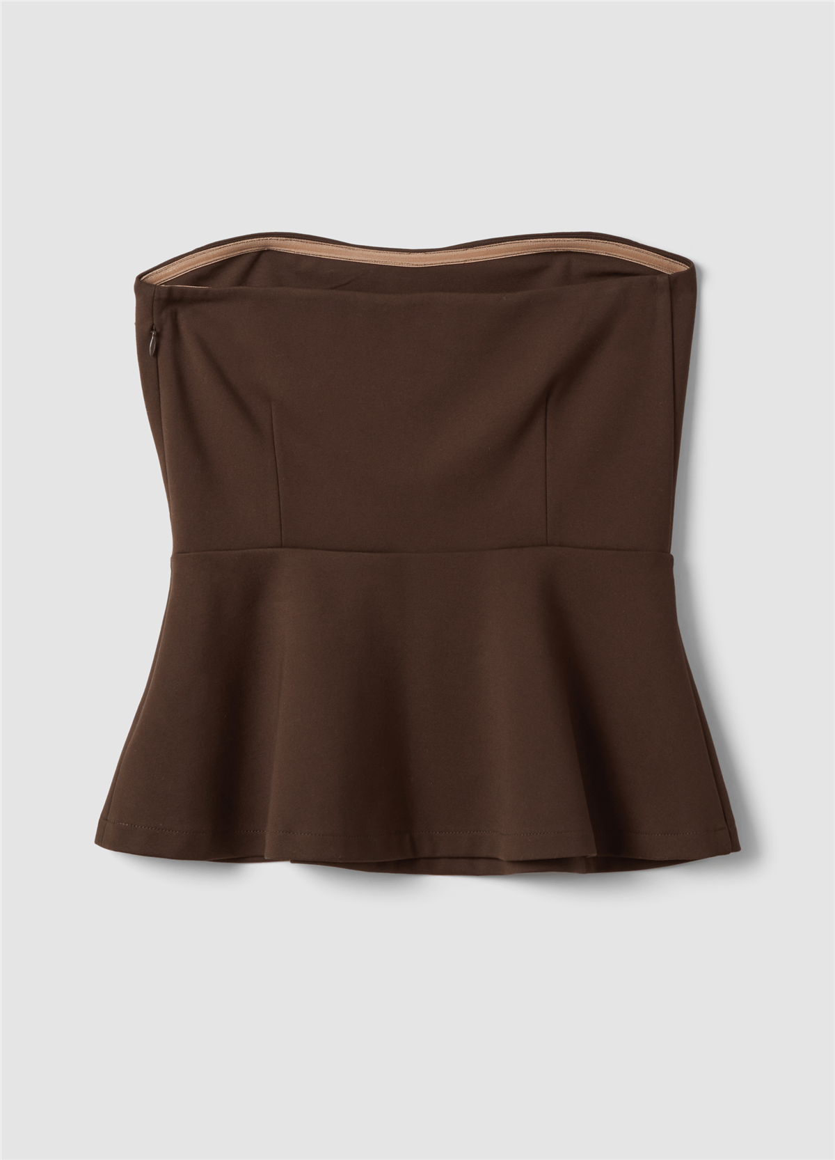 Kahverengi Esnek Viskon Slim Fit Bandeau Üst