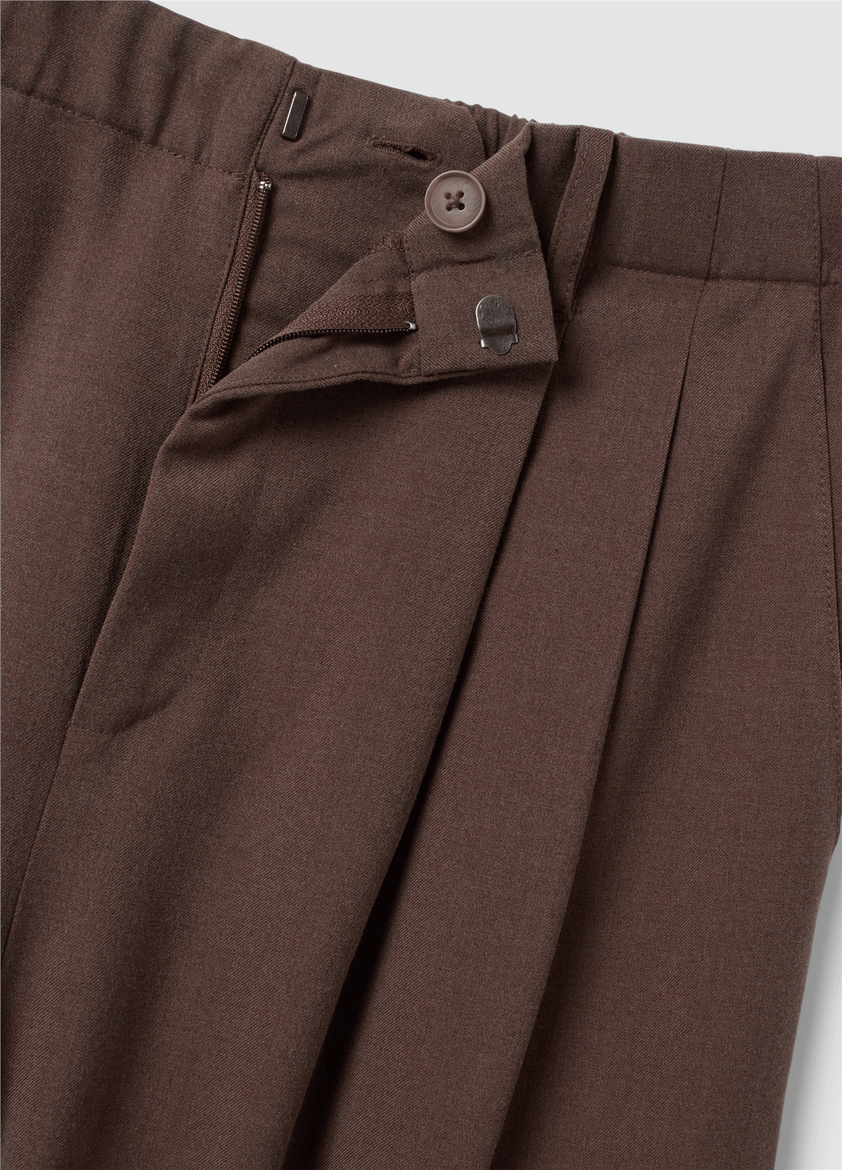 Kahverengi Kısa Boy, Comfort Fit Viskon Ve Yün Karışımlı Pantolon