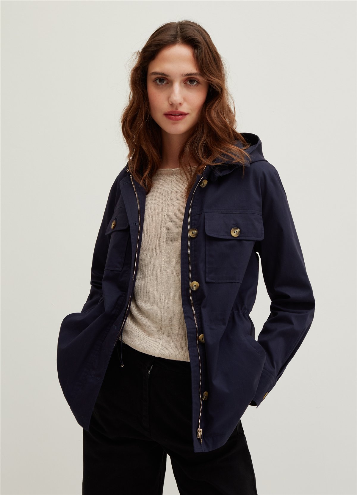 Kapüşonlu Lacivert Parka